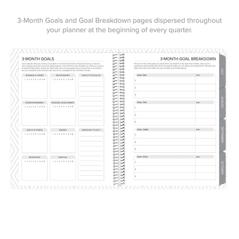 3-month goals pages layout for July 2025-June2026 weekly Amplify Planner
