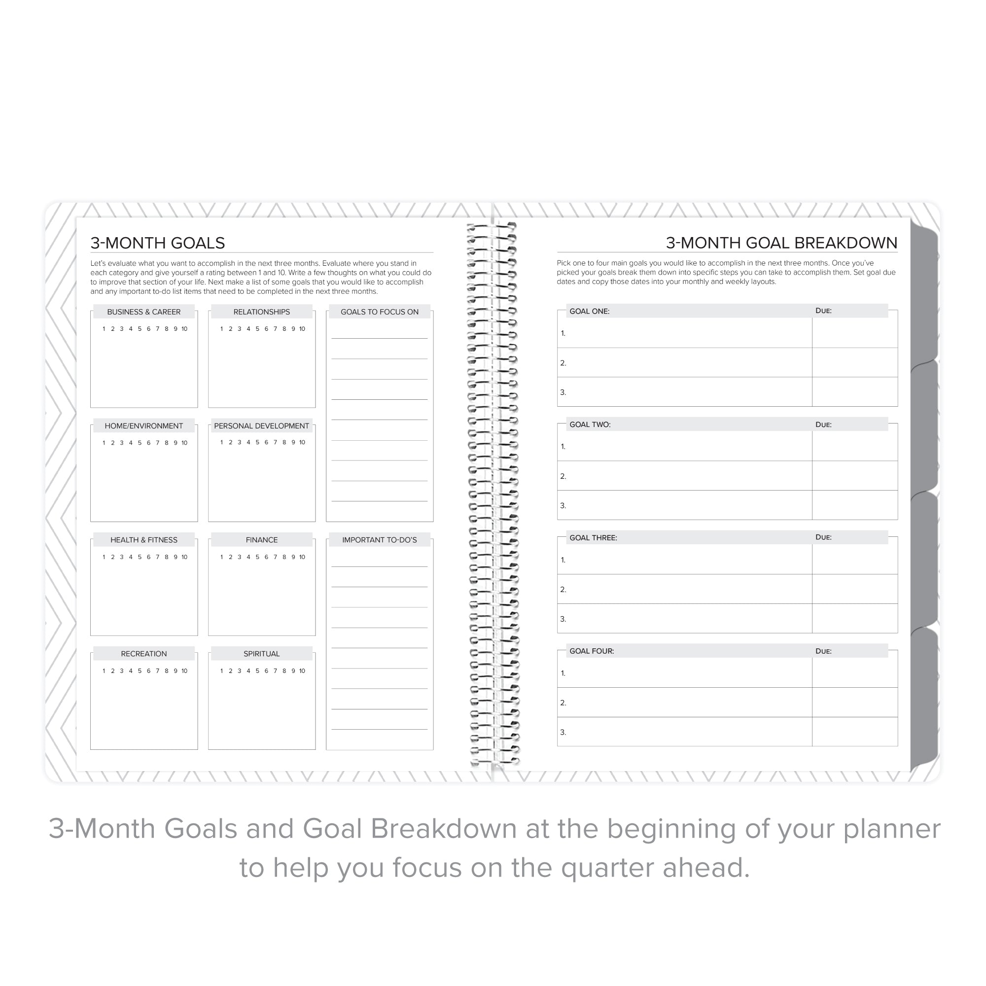 3-month goal setting page in undated daily Amplify Planner