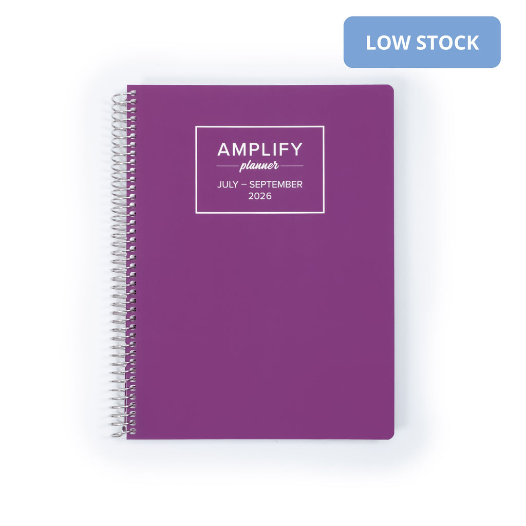 Daily Planner - July-September 2026 - Amplify Planner cover featuring a vibrant purple design, perfect for organizing your schedule.