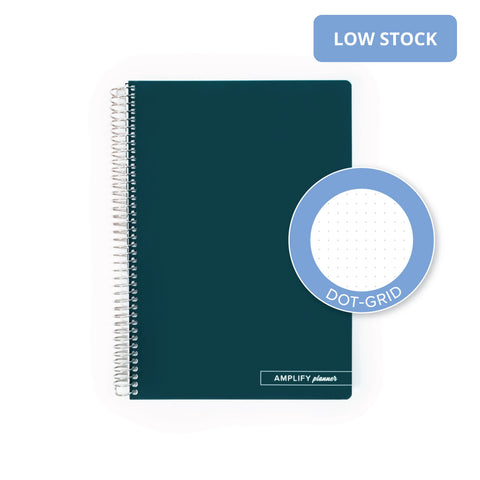 Montana Sapphire Spiral Notebook - Amplify Planner, showcasing dot-grid pages for versatile writing and sketching. A stylish Spiral Notebook designed for creativity and organization.