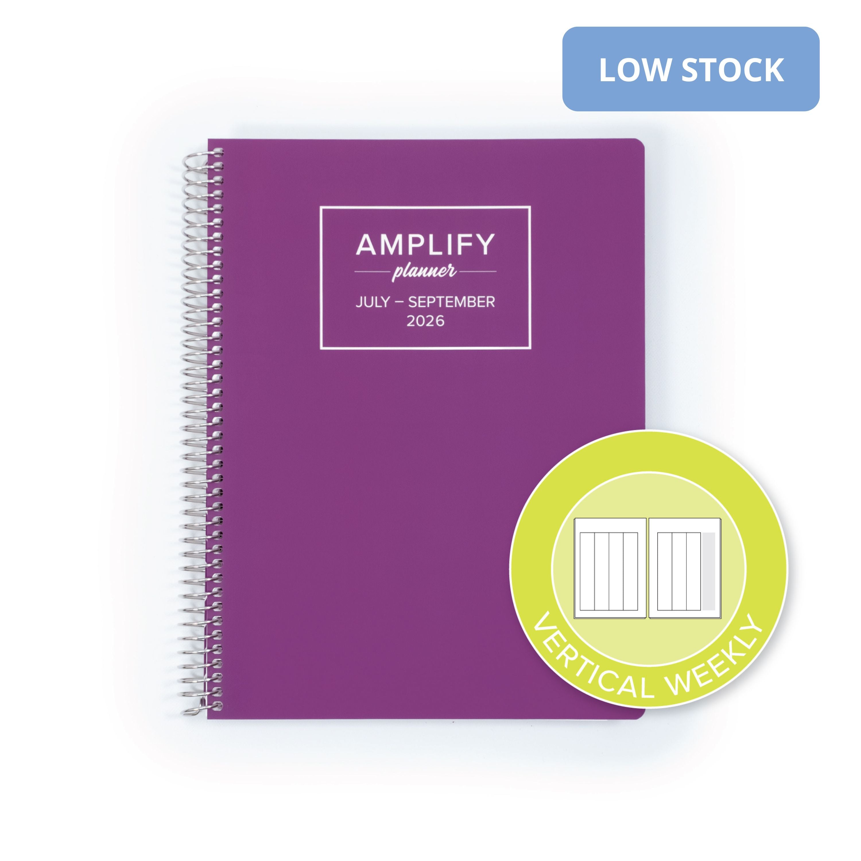 Daily Planner - July-September 2026 - Amplify Planner featuring a vertical weekly layout icon, ideal for structuring your tasks and goals.