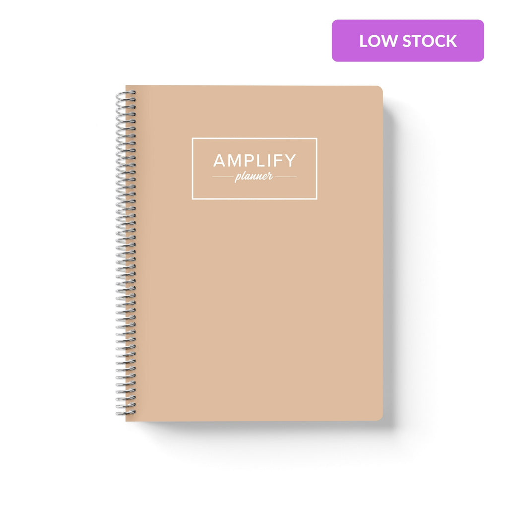 golden light weekly Amplify Planner july 2025-june 2026 Weekly Planner on a white background.