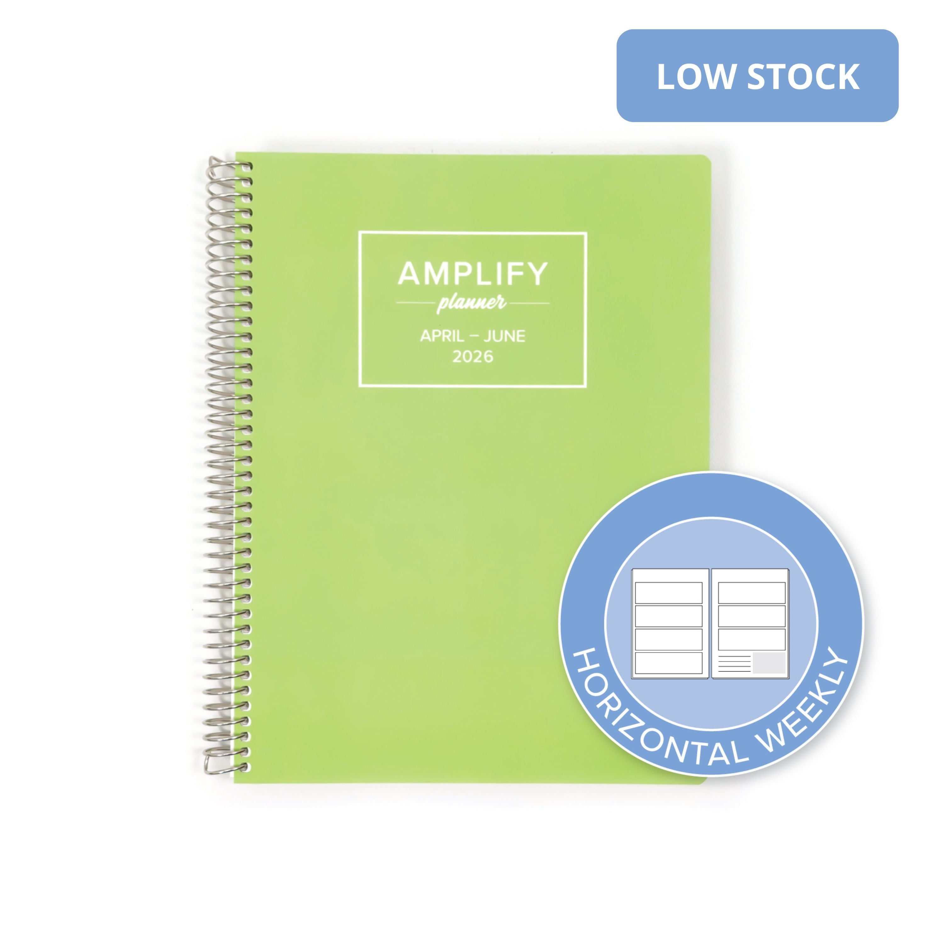 Daily Planner - April-June 2026 - Leaf Me Be featuring a horizontal weekly layout icon.