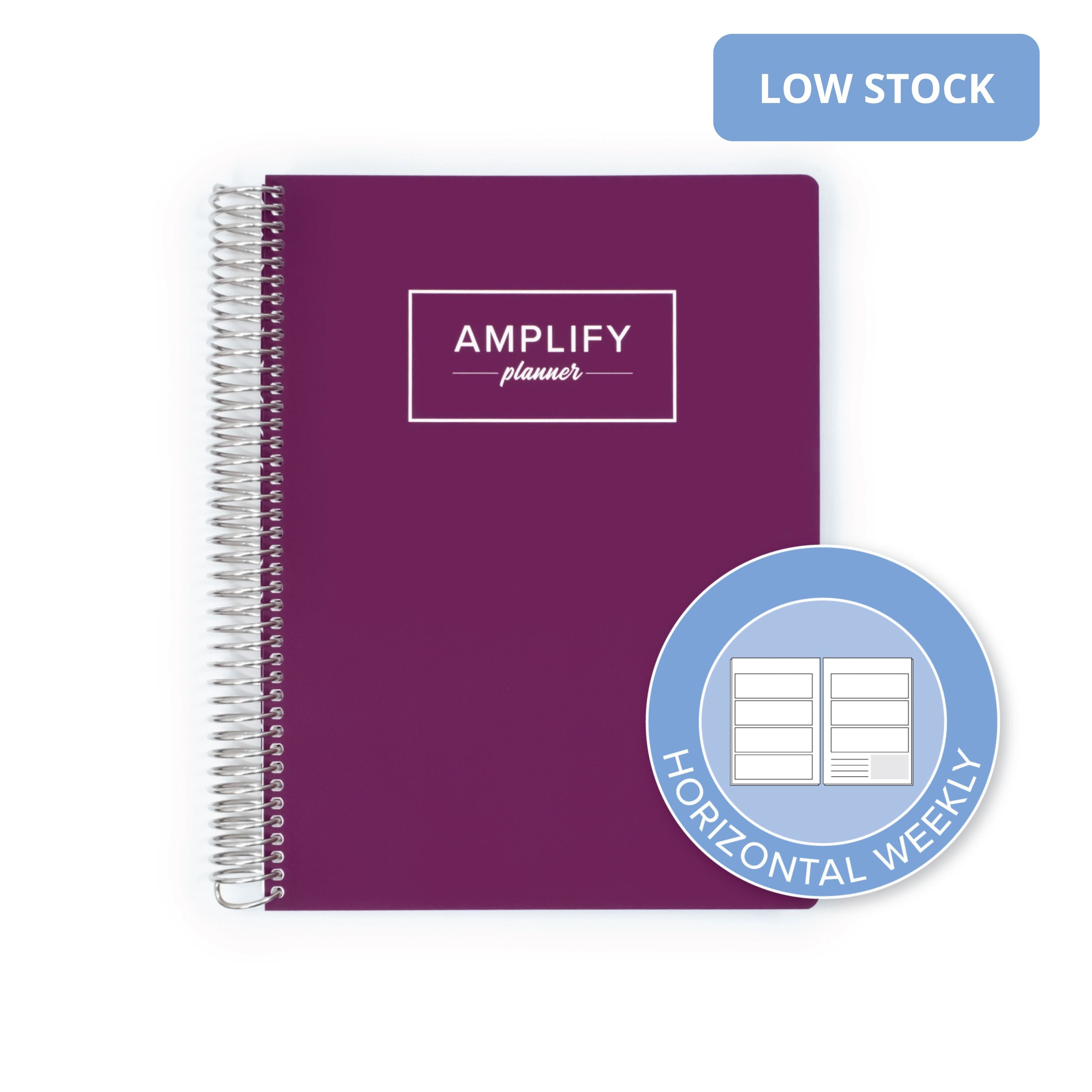 Purple Afterglow Cover of the Weekly Planner - July 2026-June 2027 showcasing the horizontal weekly layout option by Amplify Planner ®.