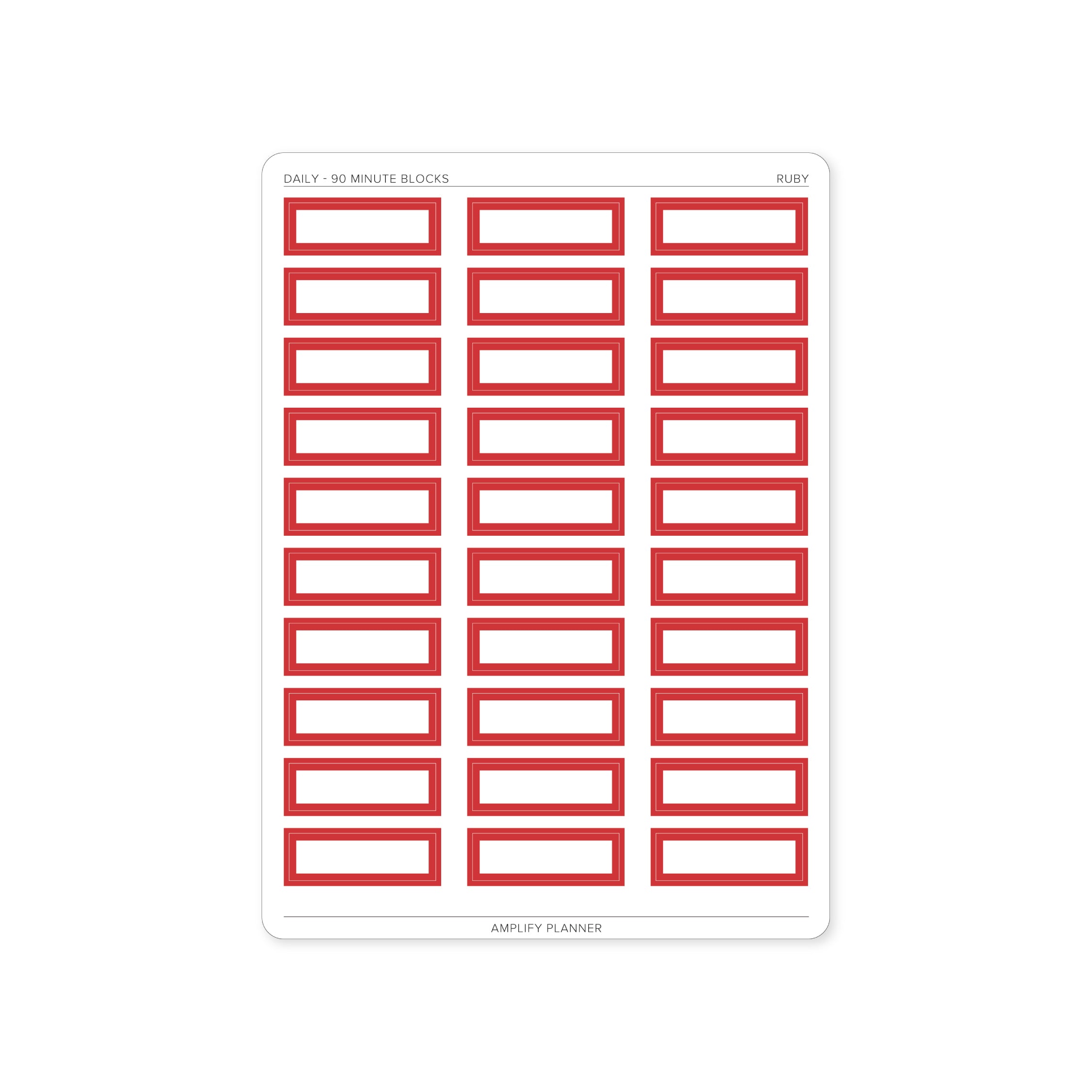 90 Minute Block Stickers in ruby color, perfect for enhancing your Daily Layout organization.