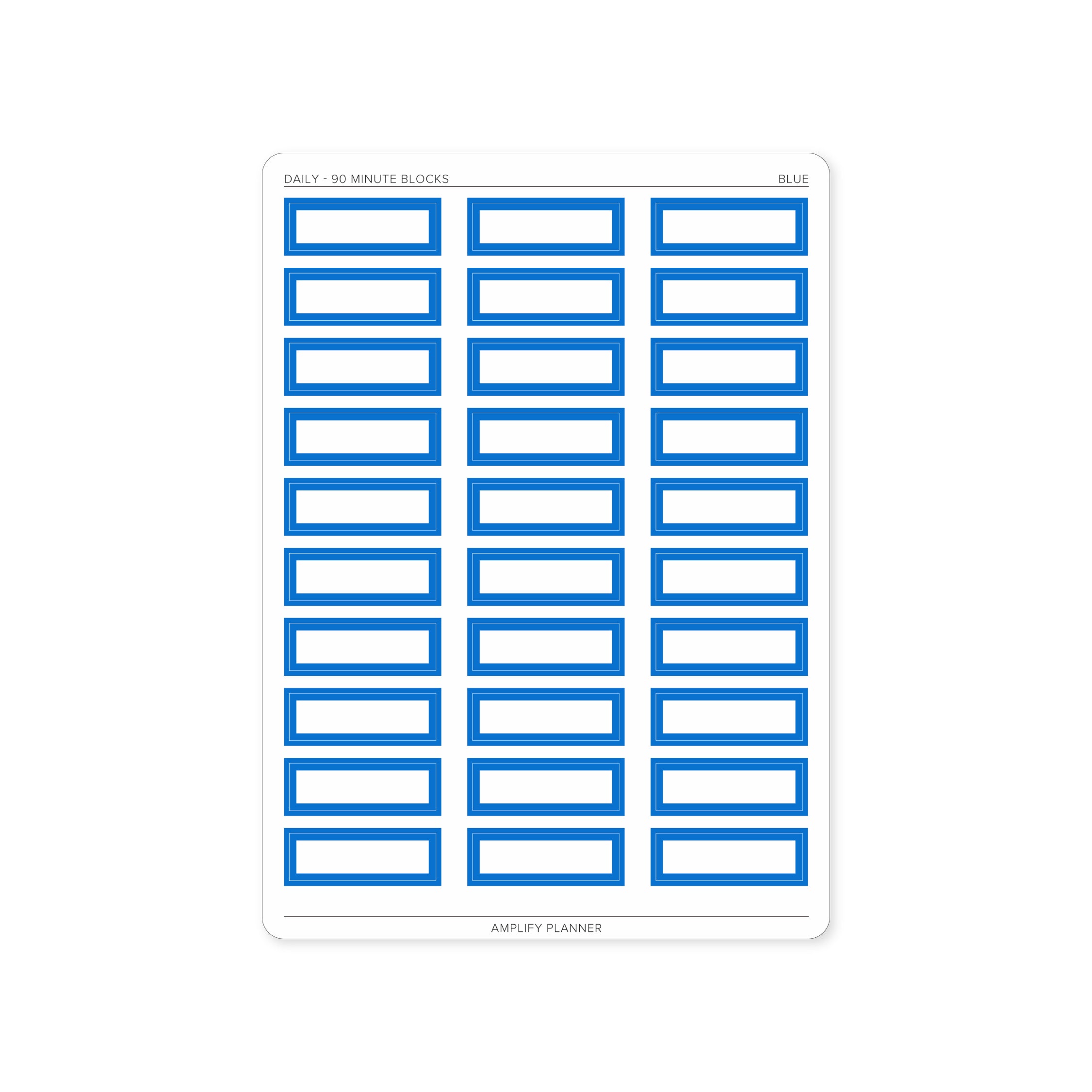 90 Minute Block Stickers in classic blue, enhancing your planner with structured scheduling.