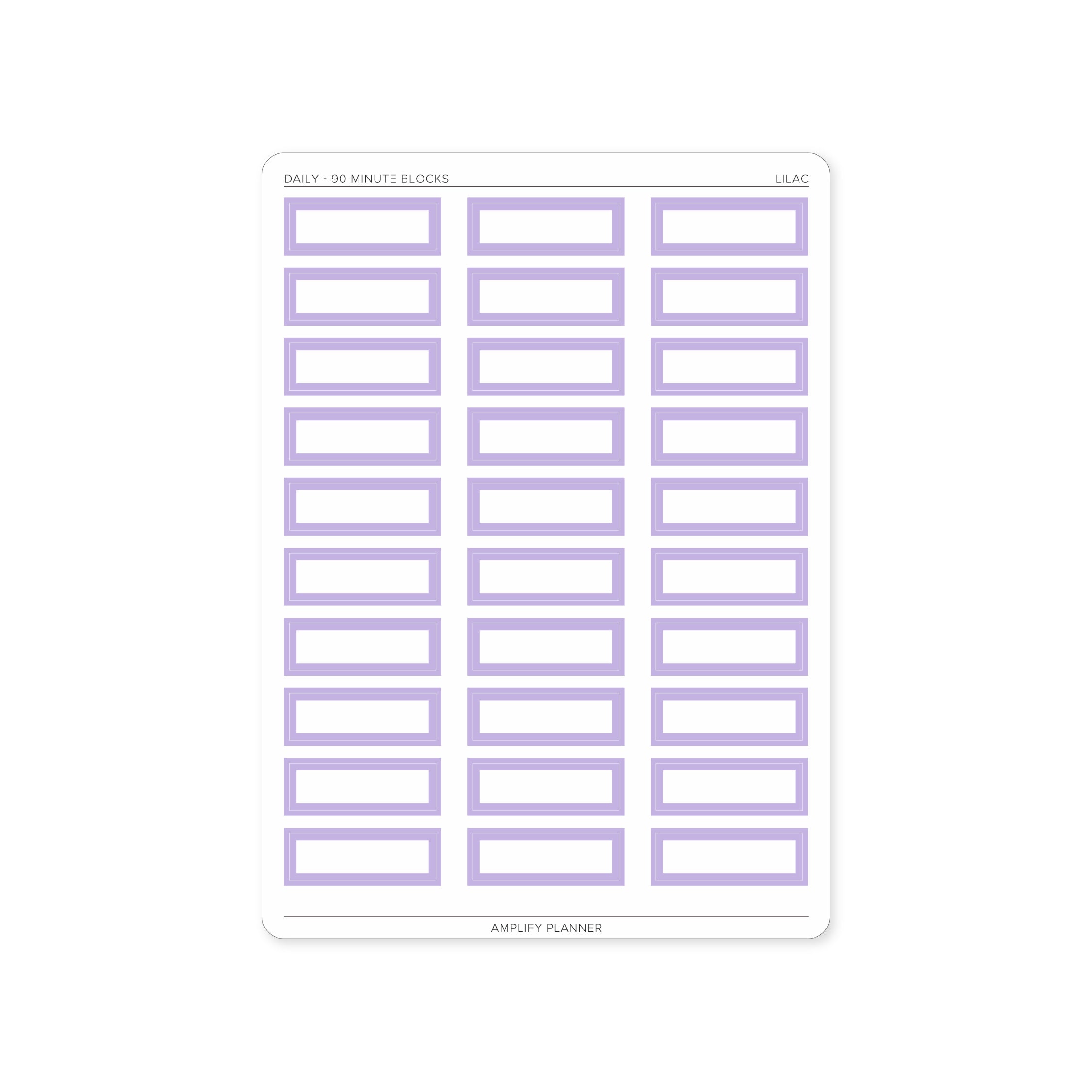 90 Minute Block Stickers in lilac color, ideal for visually segmenting your day.