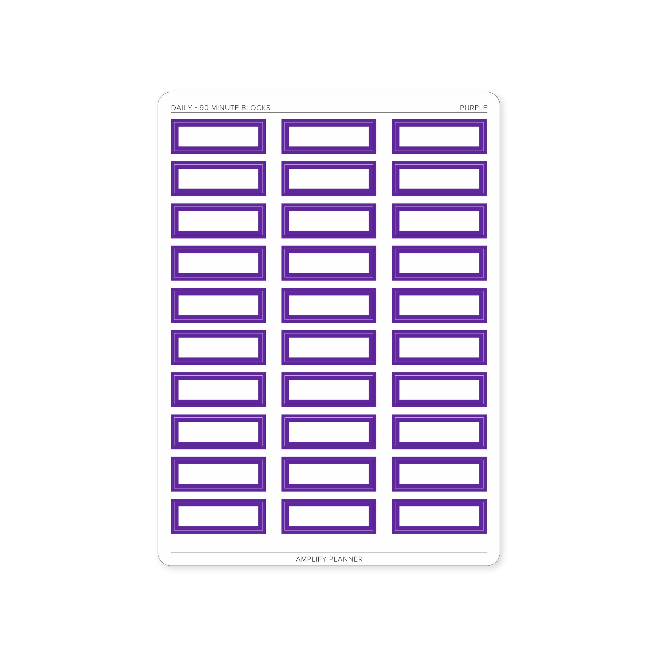 90 Minute Block Stickers in purple, enriching your planning experience and daily layout organization.