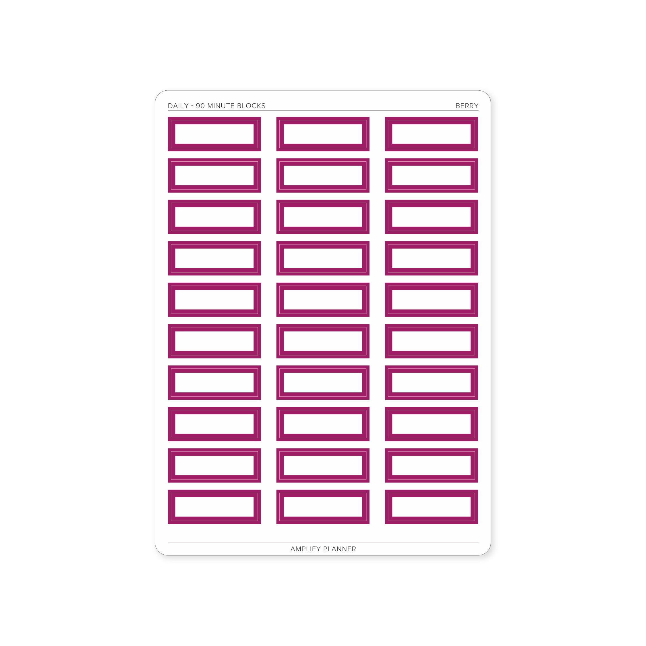 90 Minute Block Stickers in berry color, perfect for marking important tasks and activities.