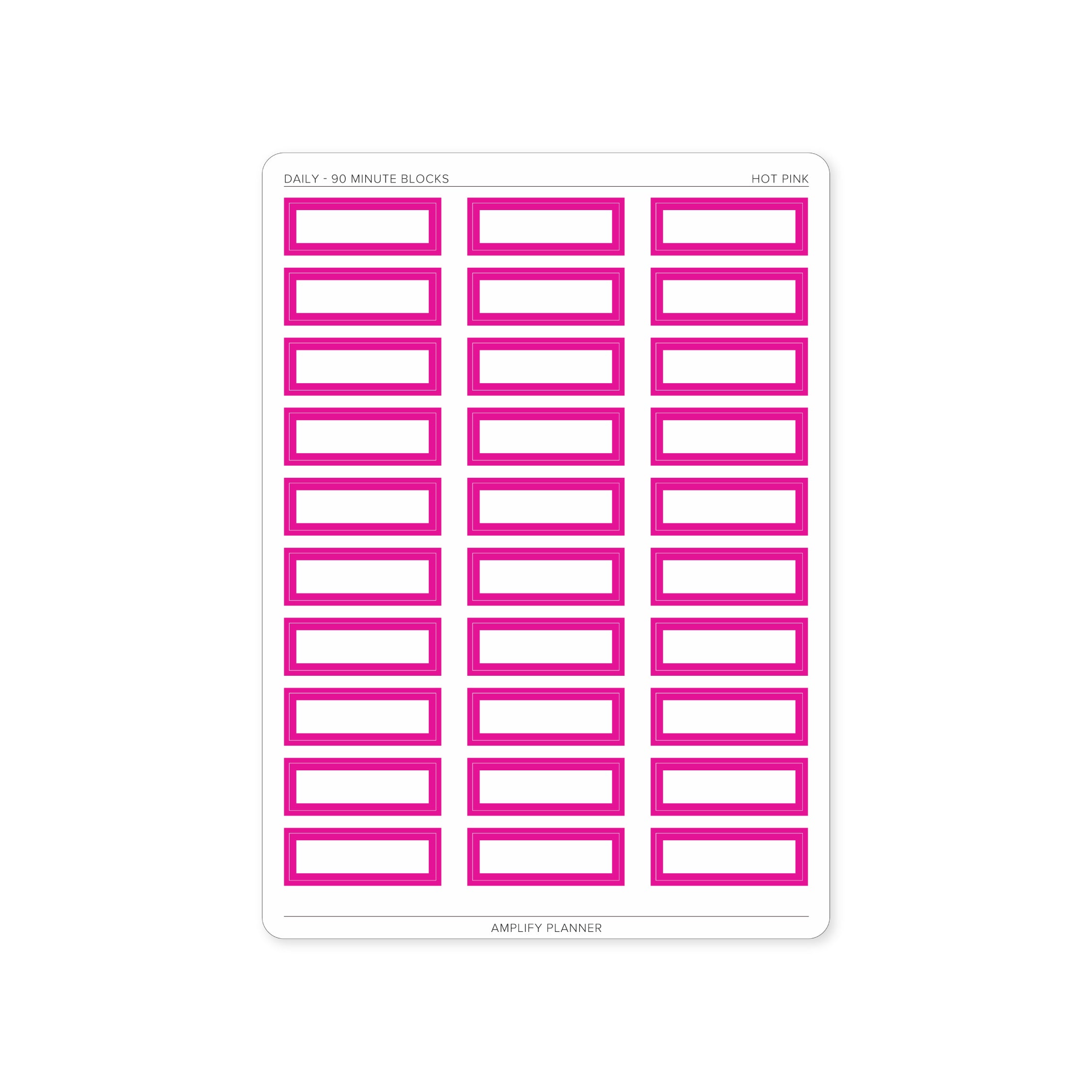 90 Minute Block Stickers in hot pink, providing a vibrant touch to your daily schedule.