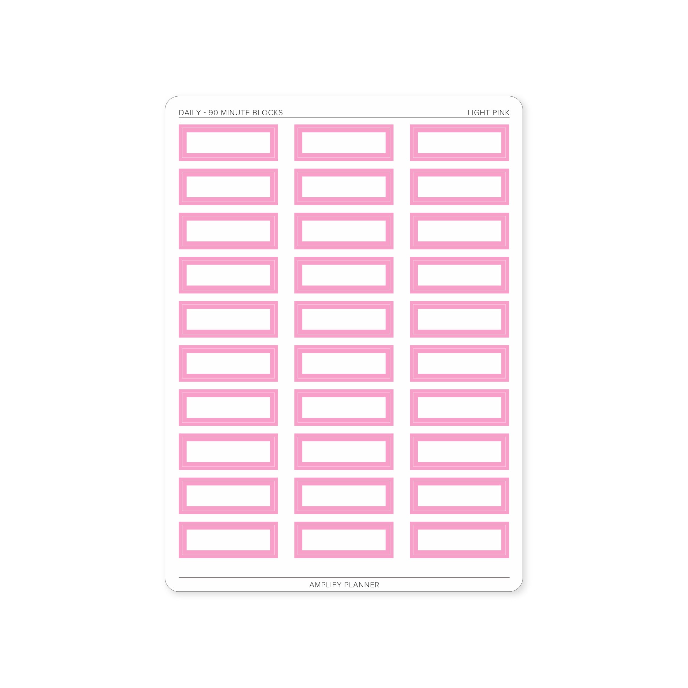 90 Minute Block Stickers in light pink, making it easy to manage extended tasks in your planner.