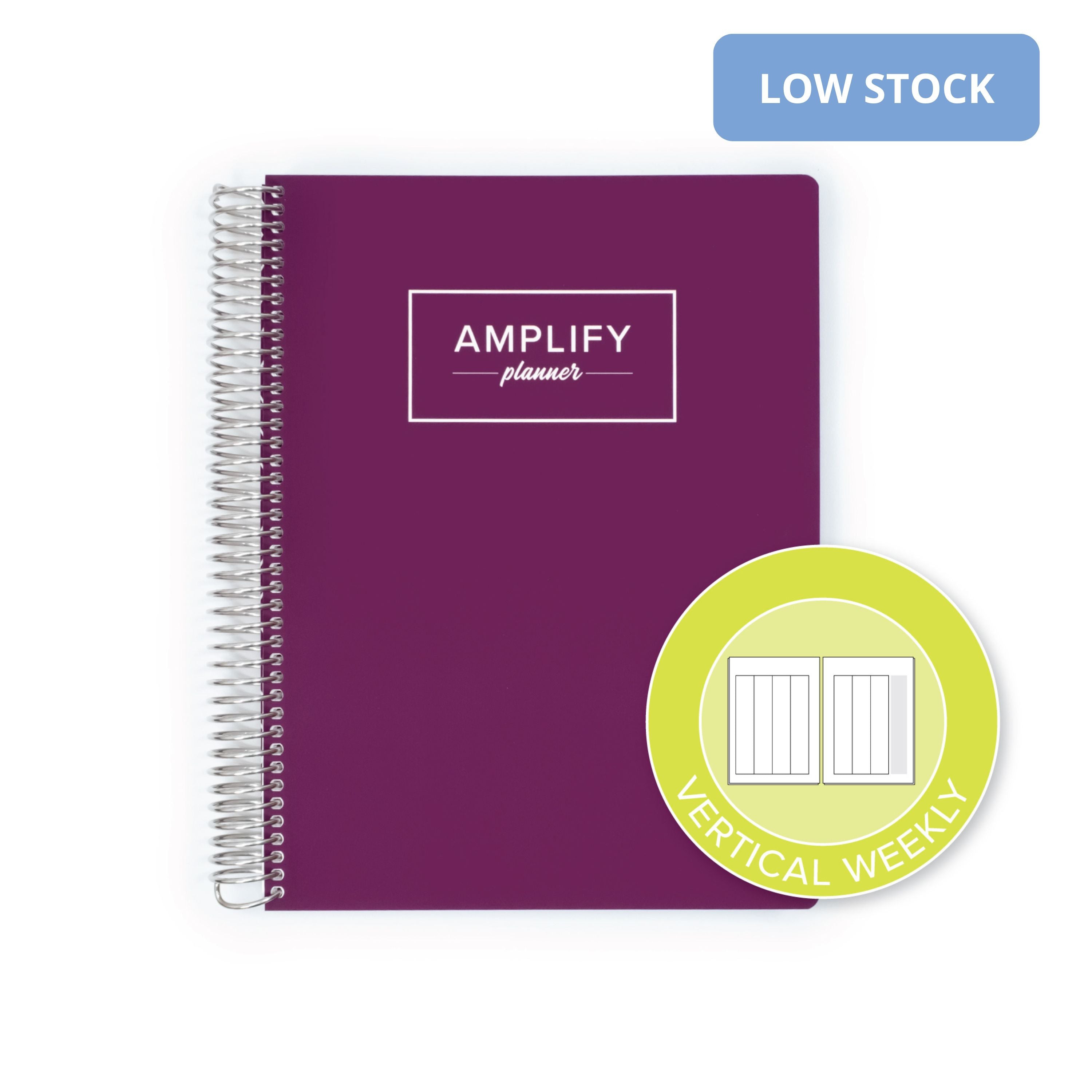 Purple Afterglow Cover of the Weekly Planner - July 2026-June 2027 showcasing the vertical weekly layout option by Amplify Planner ®.