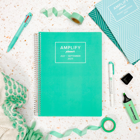mermaid splash 2025 daily amplify planner on styled background