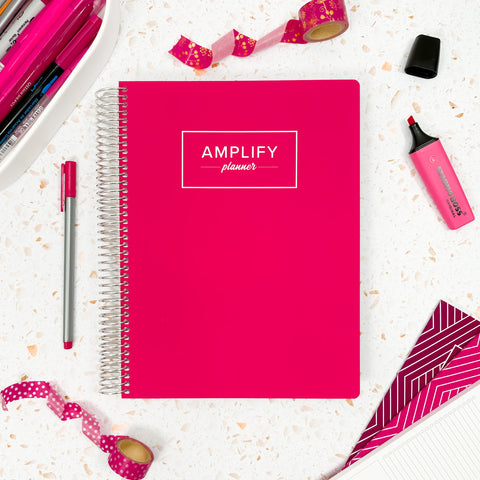 rosy outlook weekly Amplify Planner july 2025-june 2026 Weekly Planner styled with accessories and decor