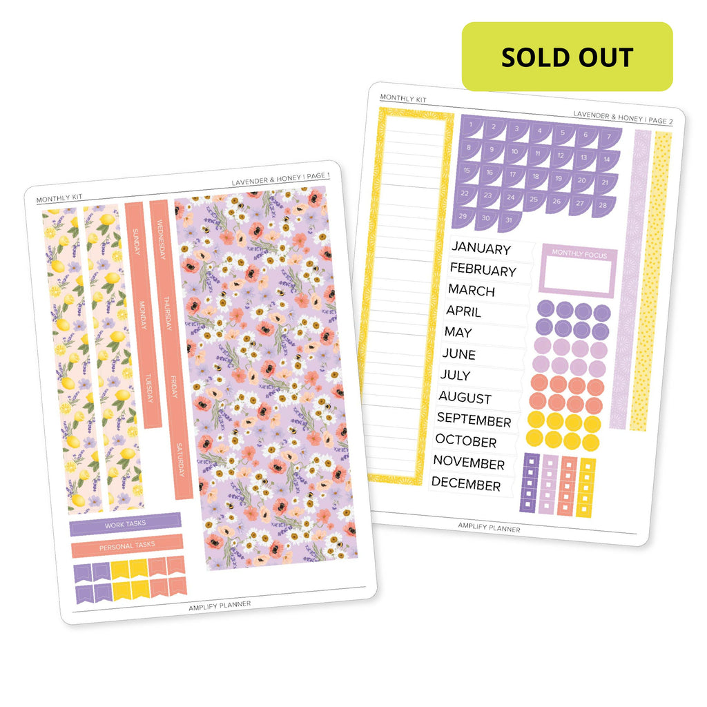 Lavender & Honey - Amplify Planner Monthly Sticker Kit