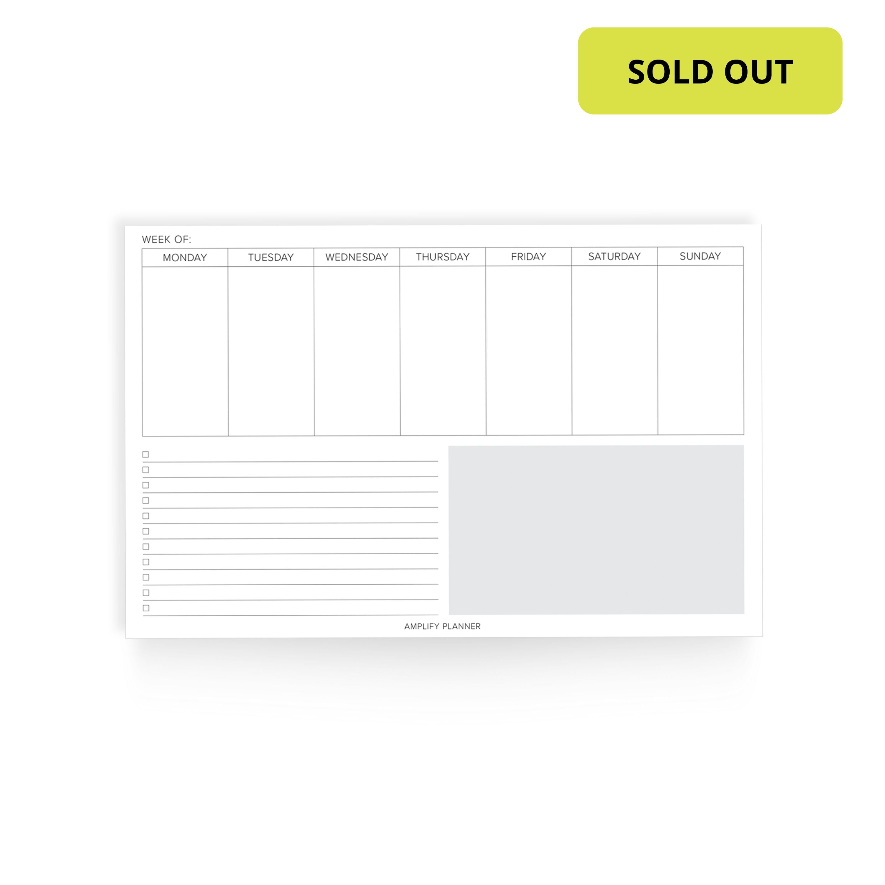 Amplify Weekly Notepad - Undated Weekly Layout with Notes and To-Do List