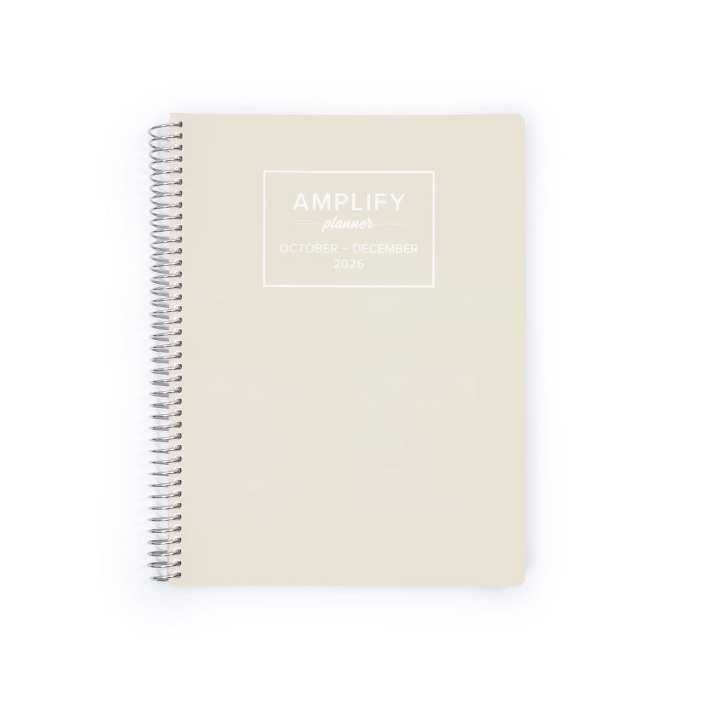 Daily Planner - October-December 2026 - Amplify Planner cover featuring a vibrant tan design, perfect for organizing your schedule.
