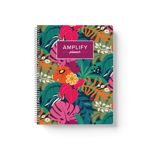 Boldly Tropical cover of undated daily Amplify Planner daily planner on a white background