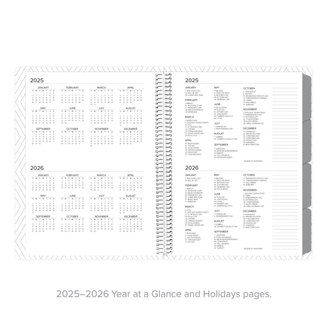 2025-2026 year-at-a-glance pages in undated daily Amplify Planner for quick reference