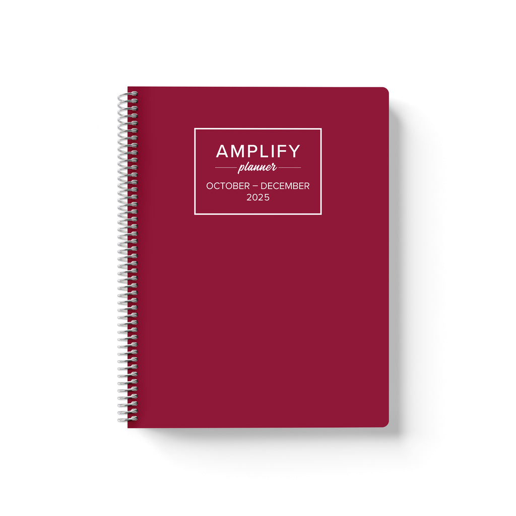 cherry red forever q4 2025 quarterly daily amplify planner on white background