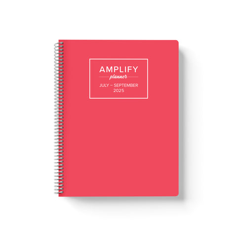 coral crush q3 2025 quarterly daily amplify planner on white background