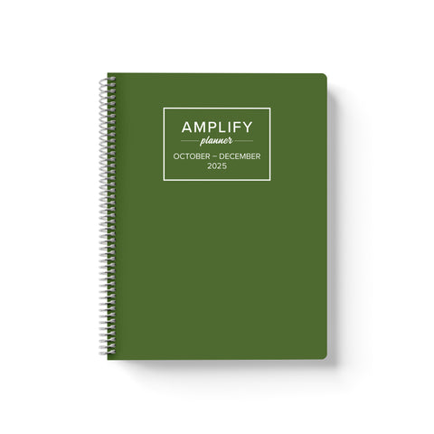 cozy pines q4 2025 quarterly daily amplify planner on white background