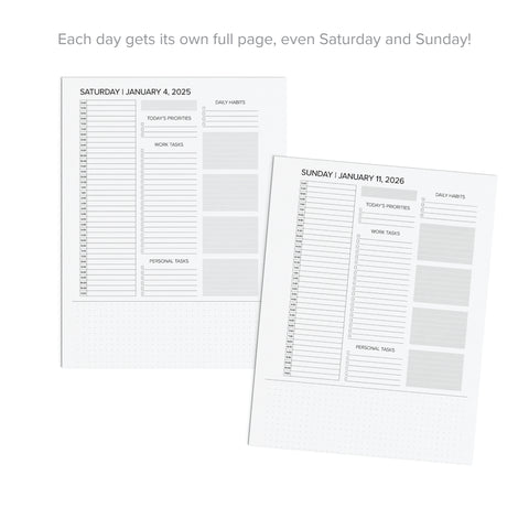 Daily pages for Saturday and Sunday in the Daily Printable Planner - January-March 2026.