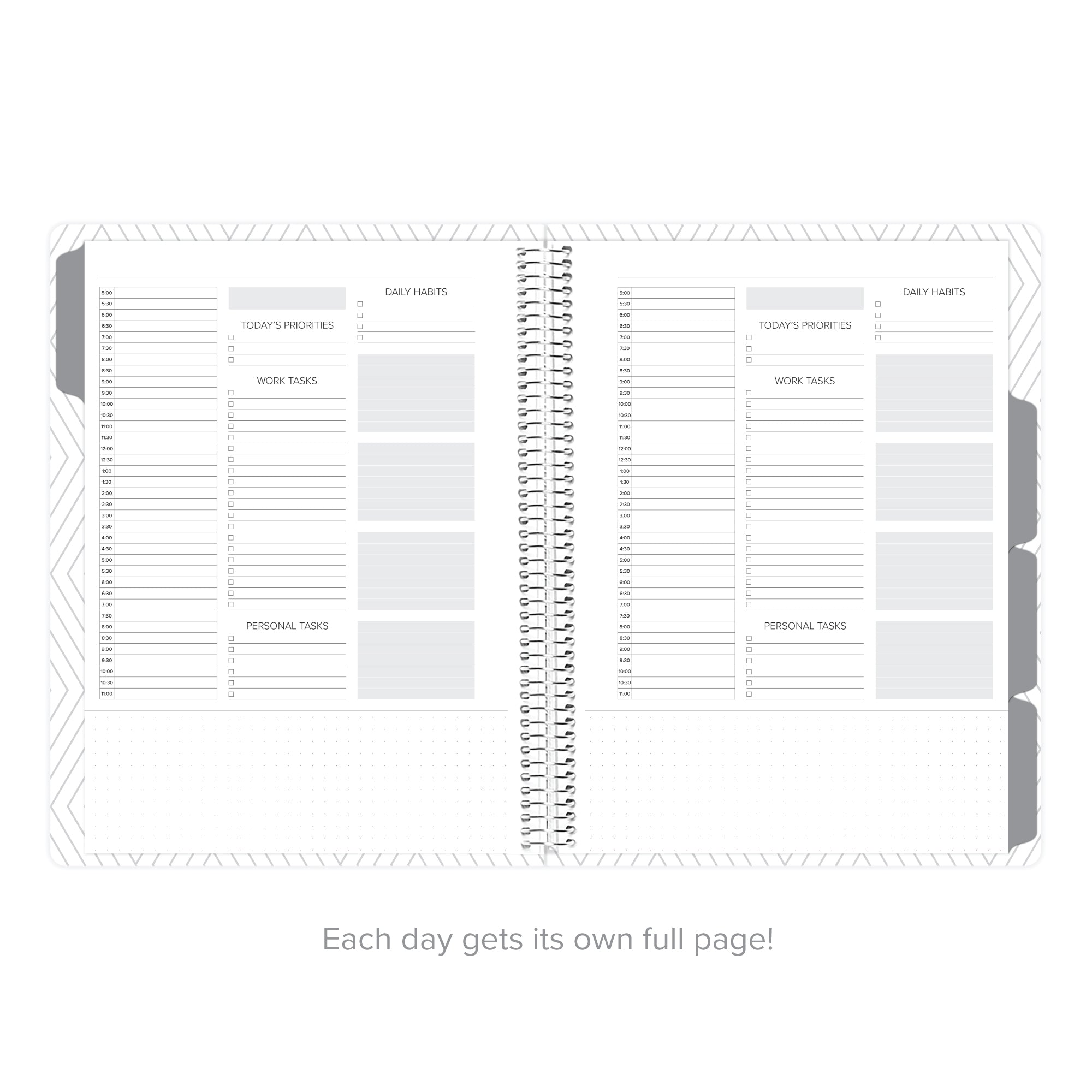 weekend daily layouts in undated daily Amplify Planner, showing full-day spreads for weekends