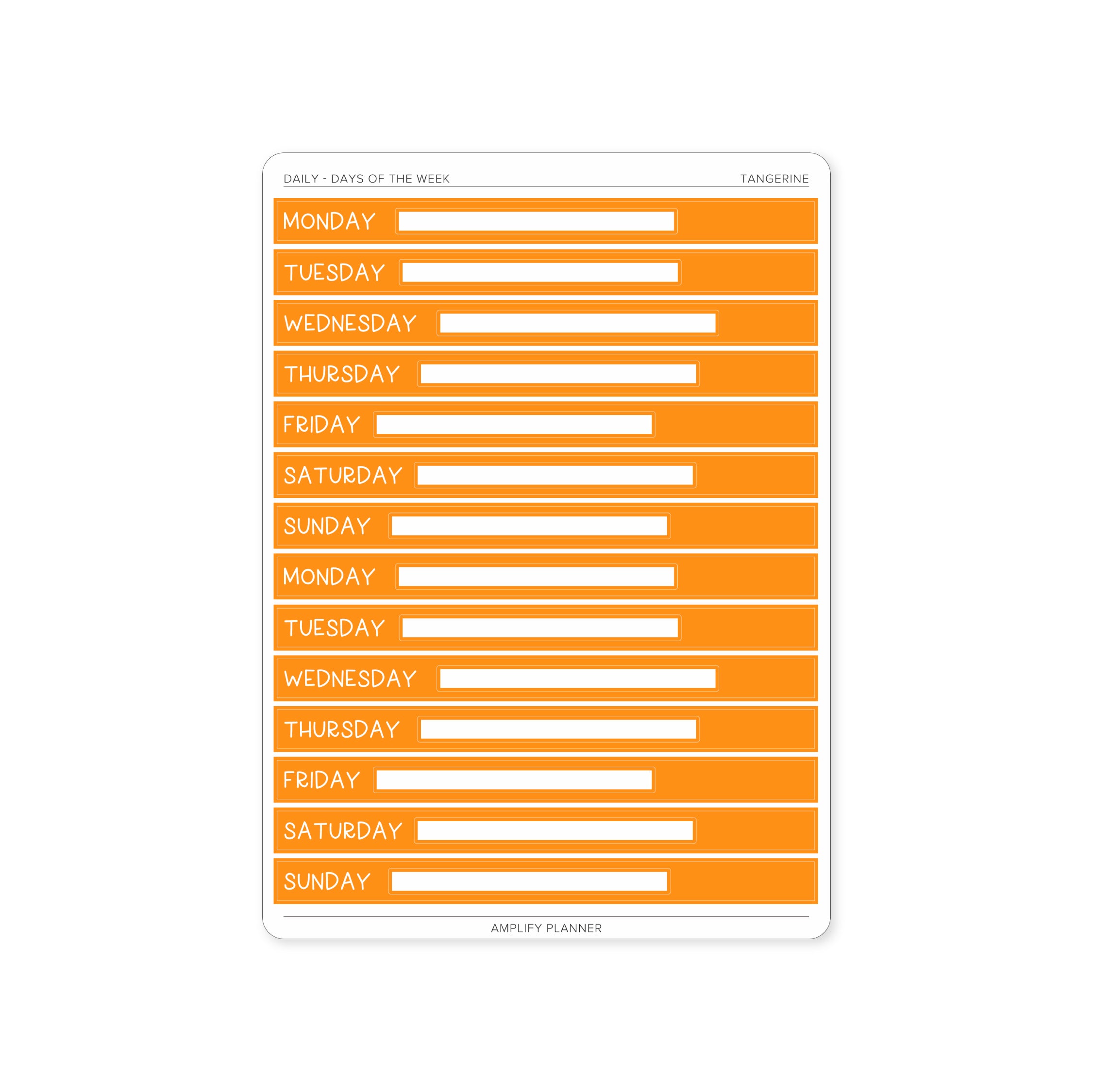 Orange Days of The Week Stickers - Daily Layout designed to enhance your planner with vibrant colors.