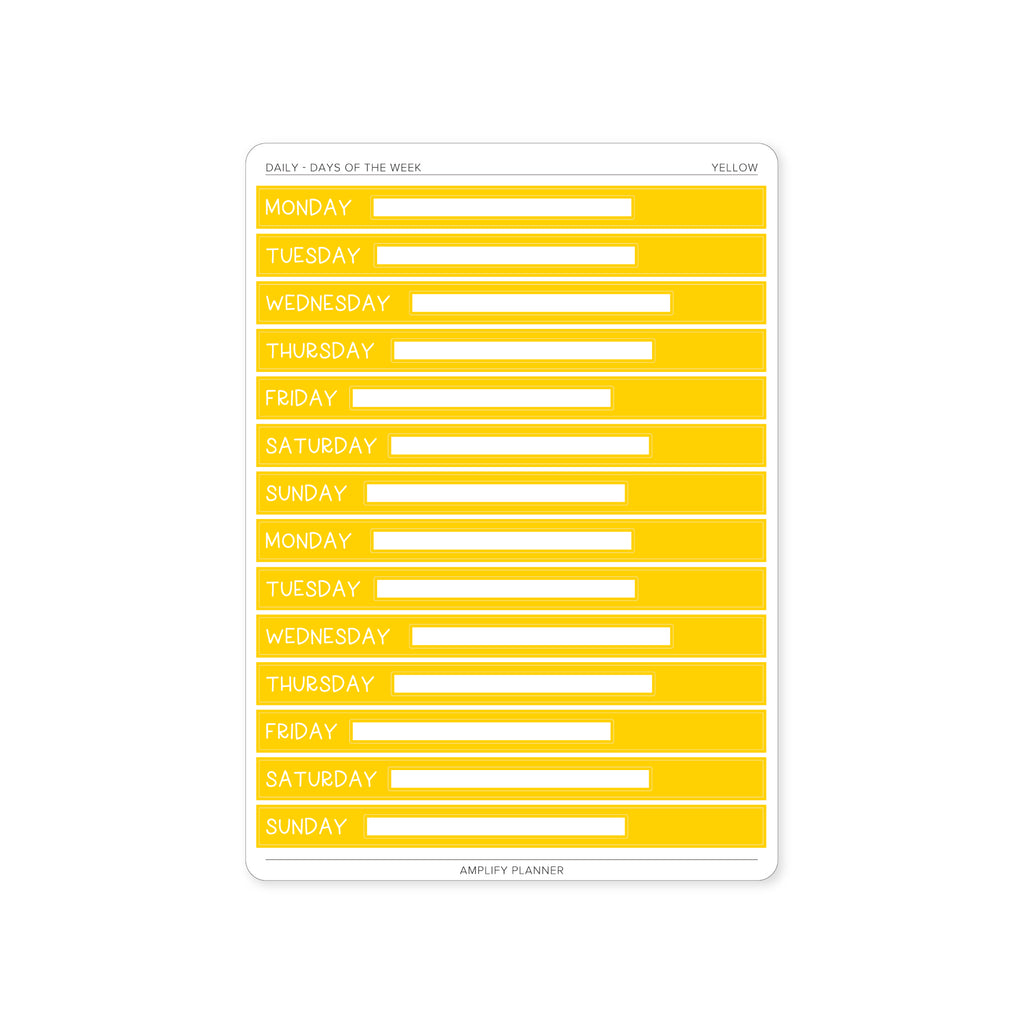 Days of the Week Stickers – Daily Layout | Amplify Planner