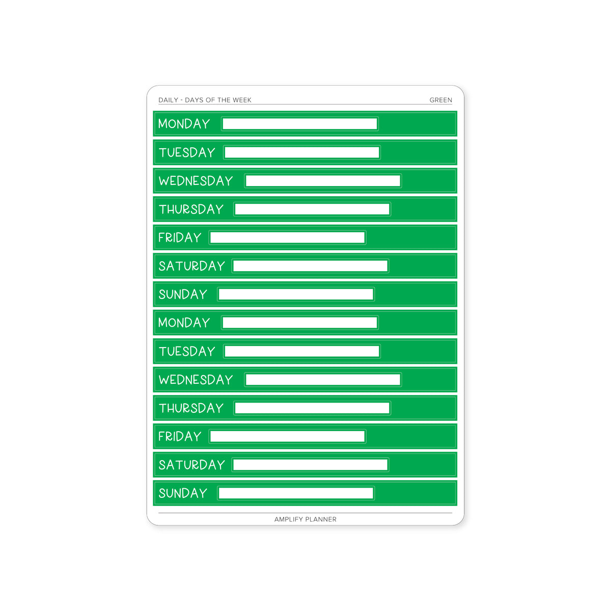 One Week Process Sticker Days of the Week Stickers – Daily Layout | Amplify Planner