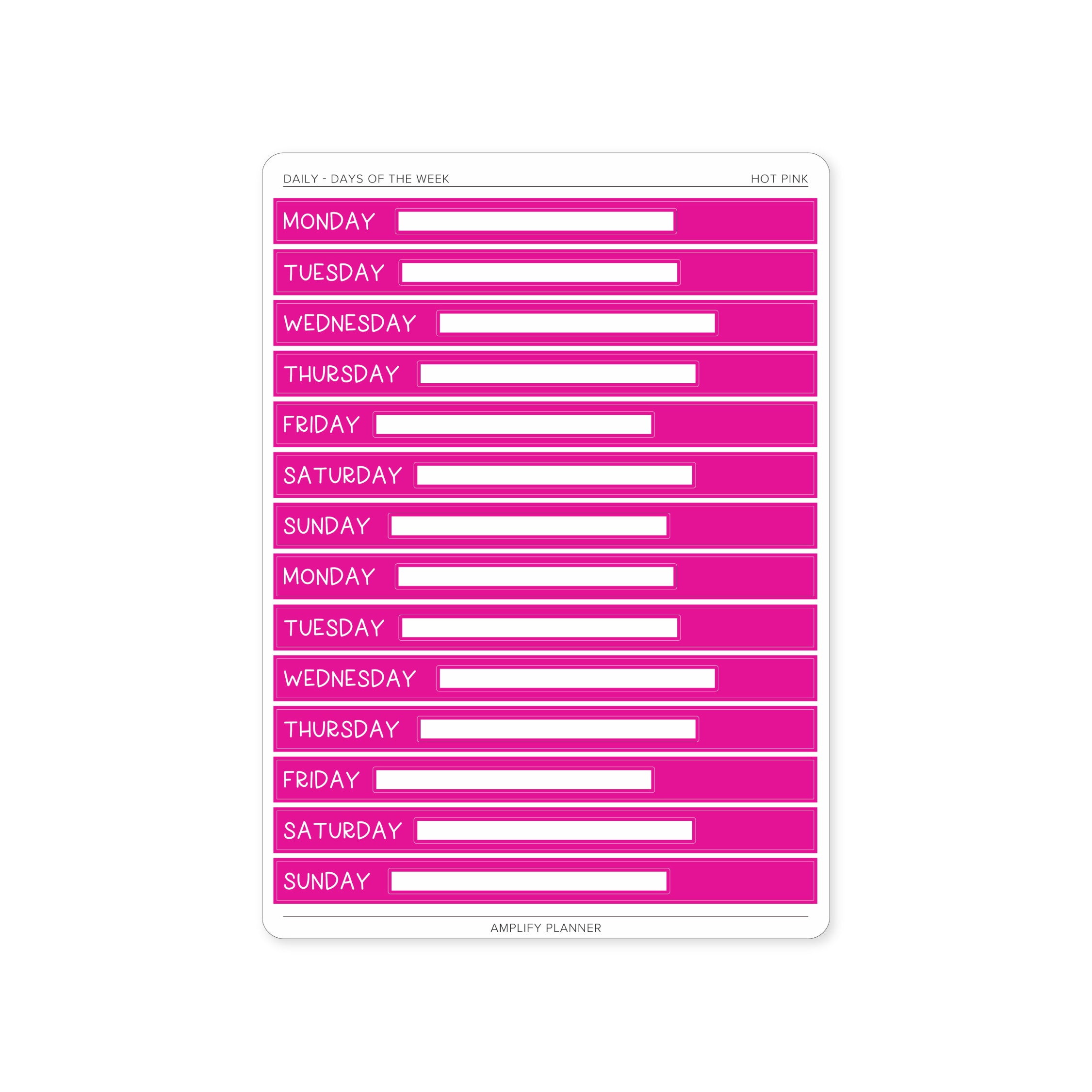 Hot Pink Days of The Week Stickers - Daily Layout to make your planning pop with color.
