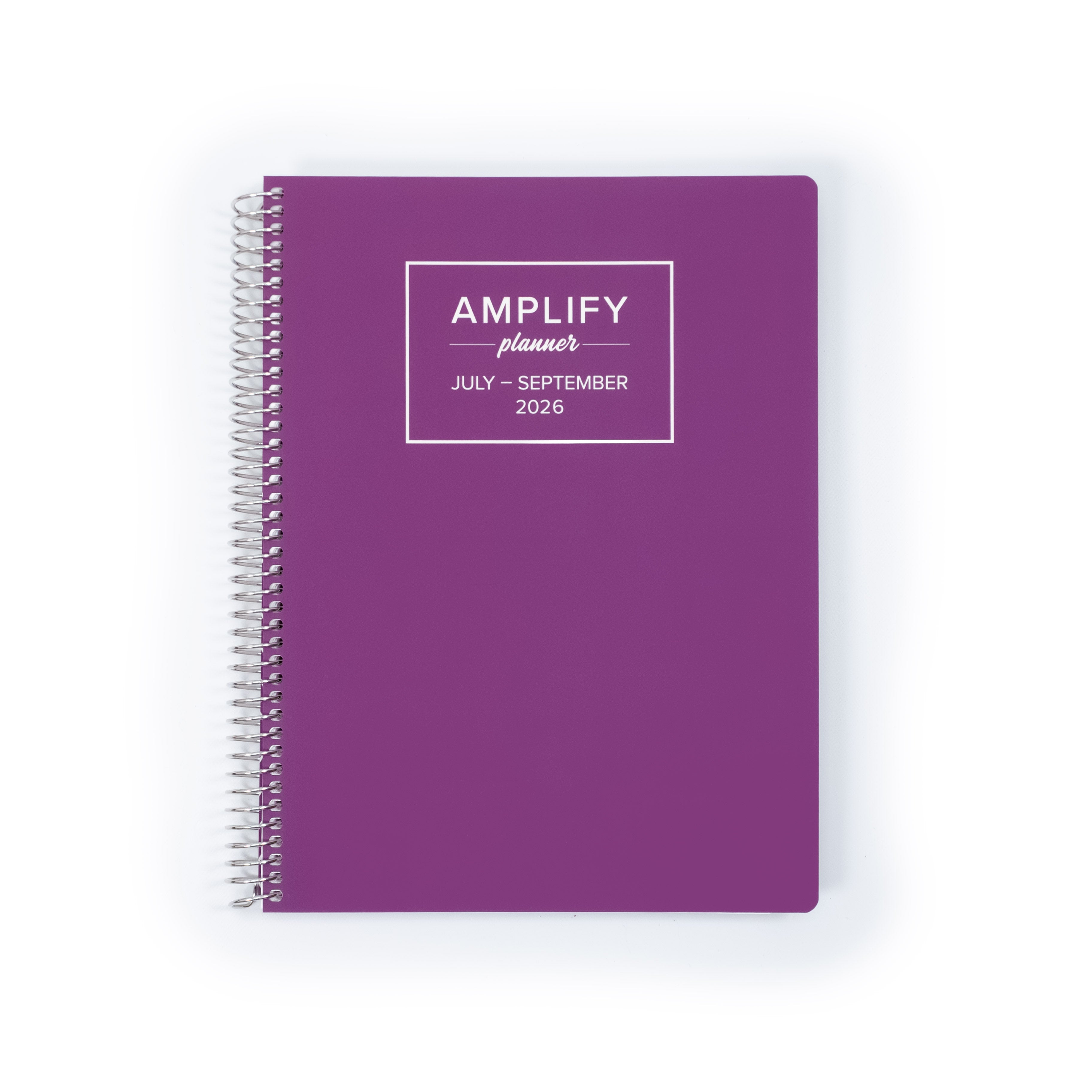 Daily Planner - July-September 2026 - Amplify Planner cover featuring a vibrant purple design, perfect for organizing your schedule.