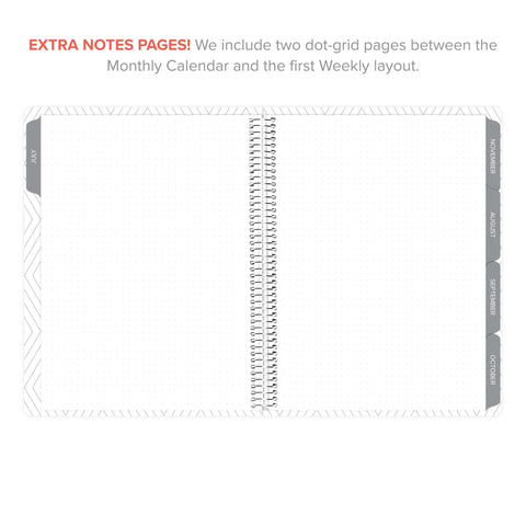 extra dot grid notes pages layout for July 2025-June 2026 weekly Amplify Planner
