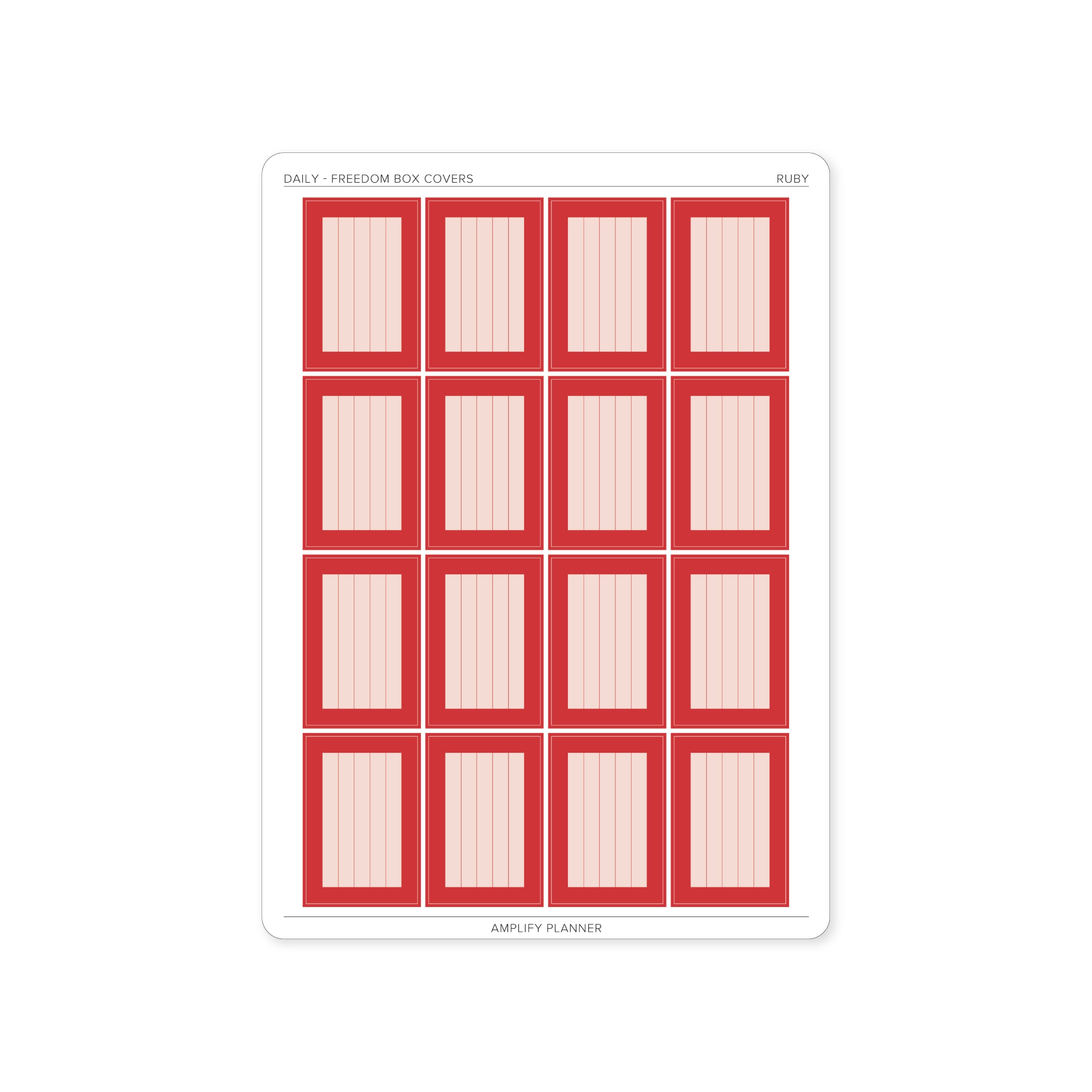 Freedom Box Cover Stickers in Ruby color - 16 stickers designed for the Daily Layout.