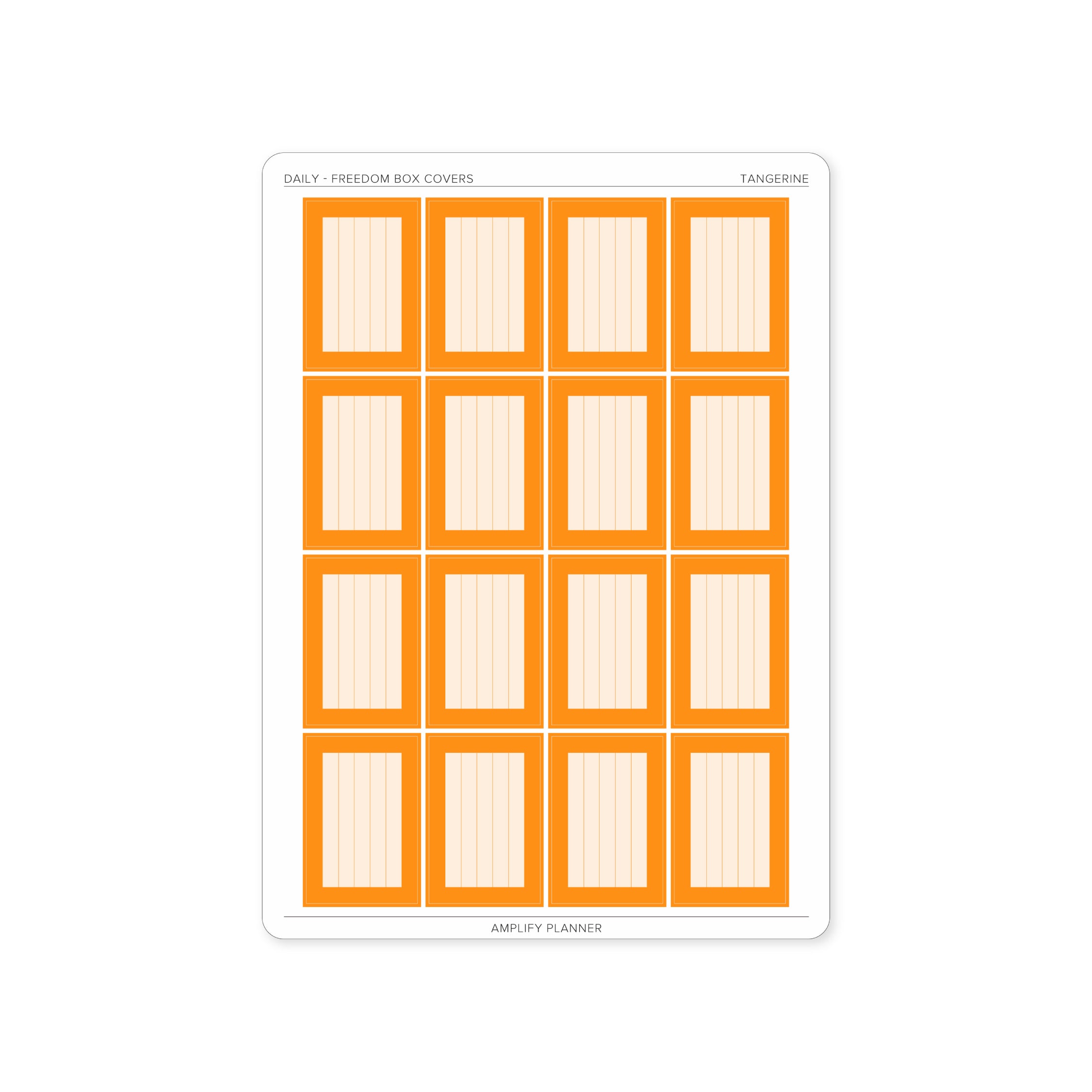 Freedom Box Cover Stickers in Tangerine color - 16 stickers for organizing your daily planner.