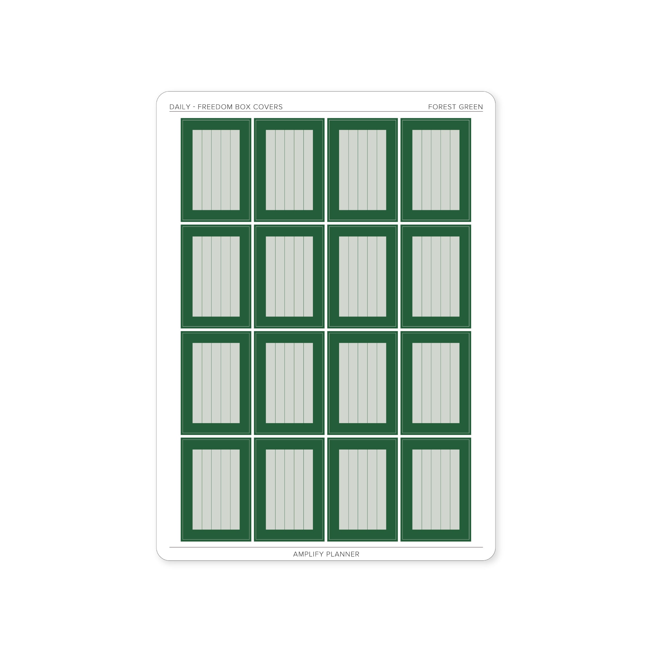 Freedom Box Cover Stickers in Forest Green color - 16 stickers ideal for a colorful Daily Layout.