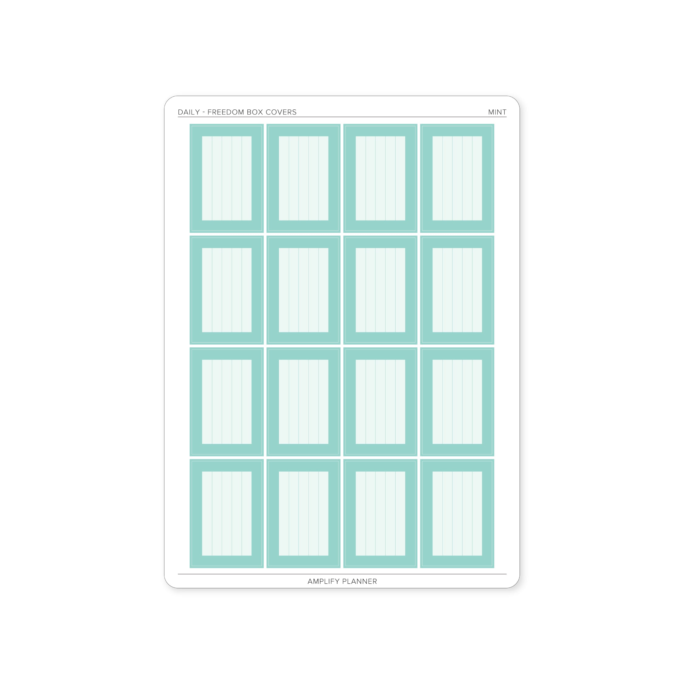 Freedom Box Cover Stickers in Mint color - 16 stickers enhancing daily planning.