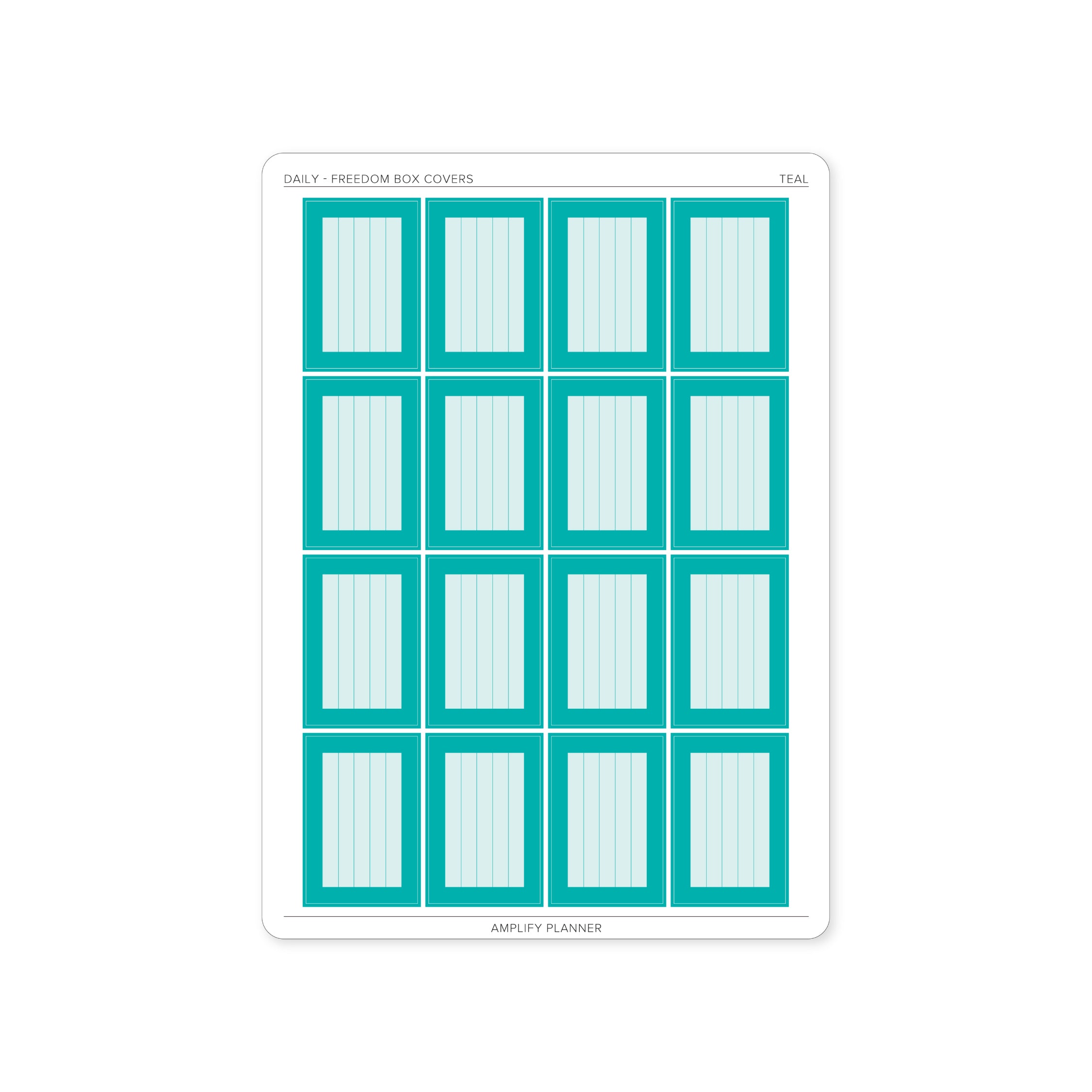Freedom Box Cover Stickers in Teal color - 16 stickers made for the Daily Layout.