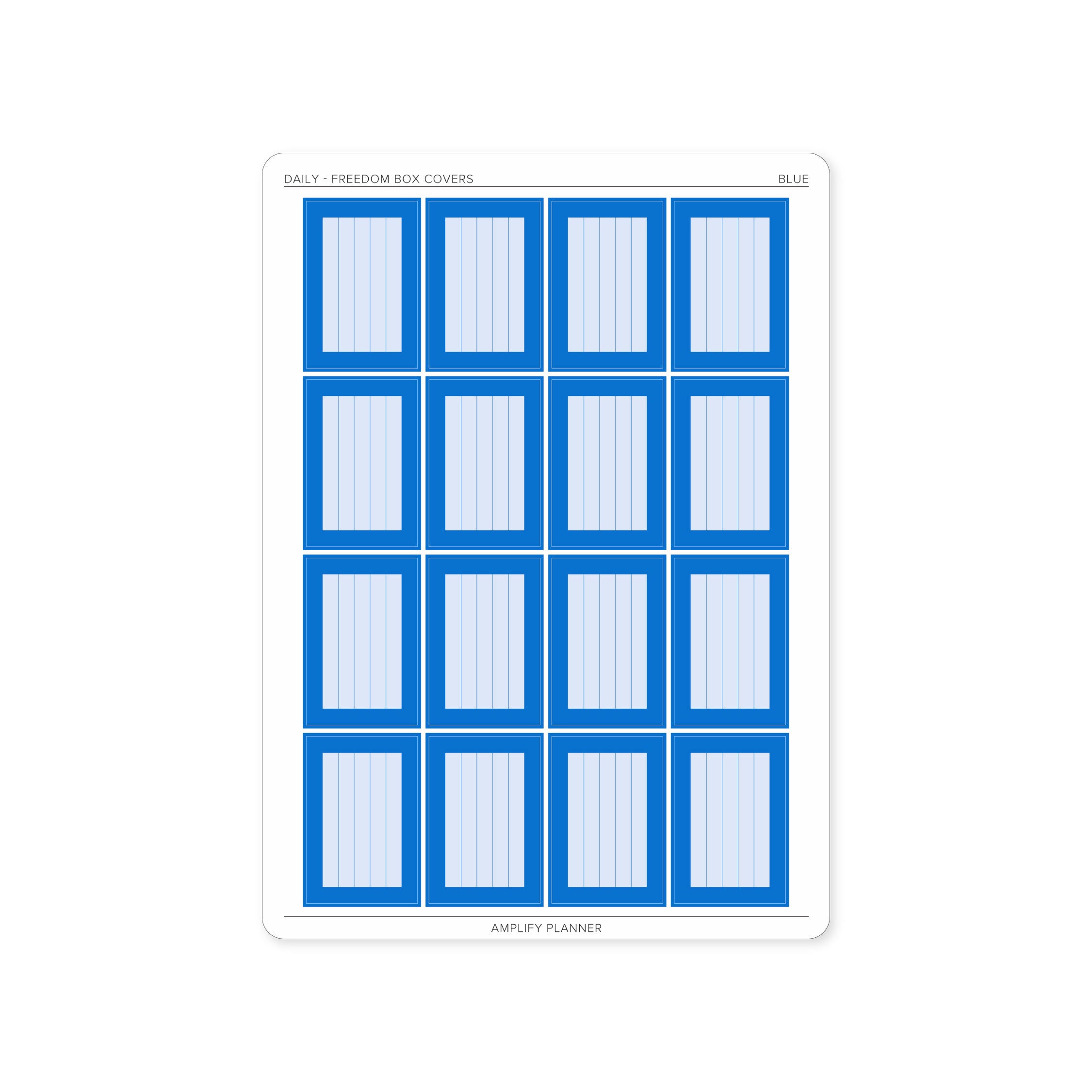 Freedom Box Cover Stickers in Blue color - 16 functional stickers for enhancing your Daily Layout.