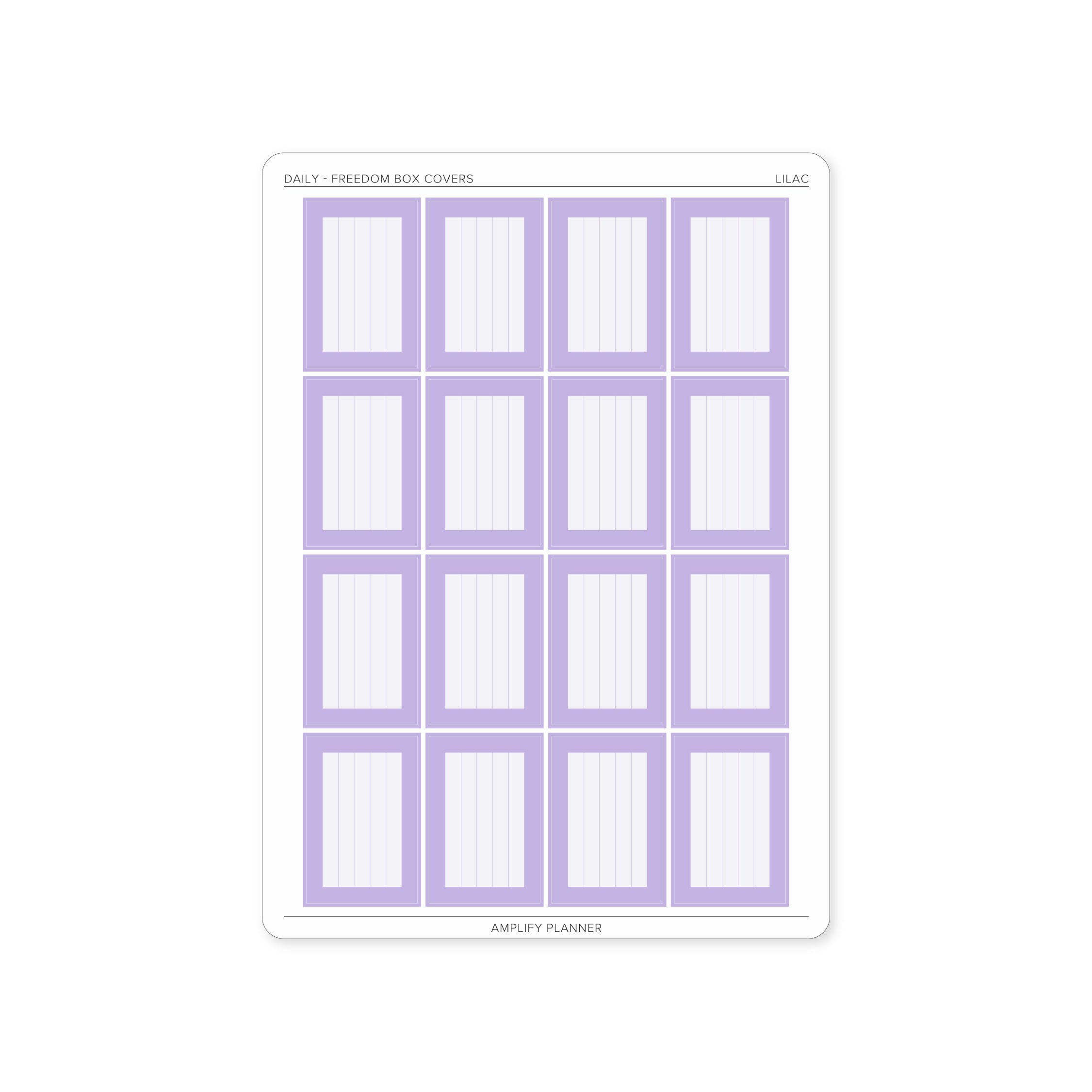 Freedom Box Cover Stickers in Lilac color - 16 stickers for a beautifully organized Daily Layout.