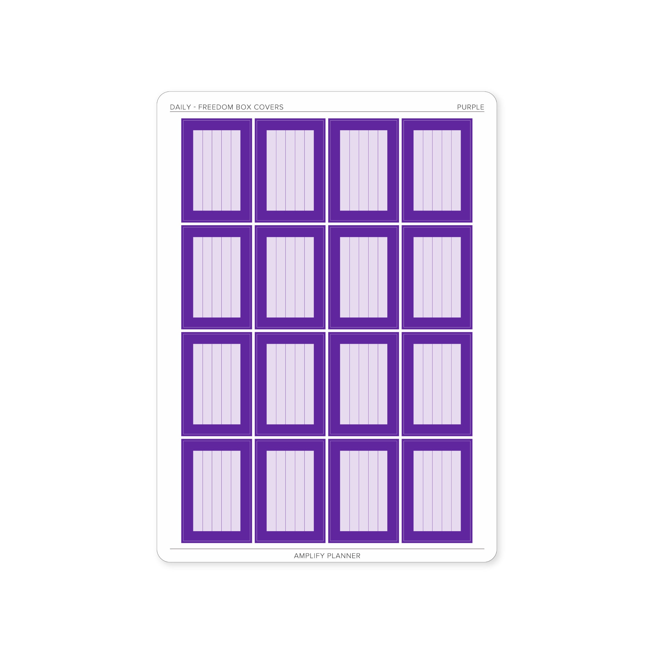 Freedom Box Cover Stickers in Purple color - 16 vibrant stickers enhancing your Daily Layout.