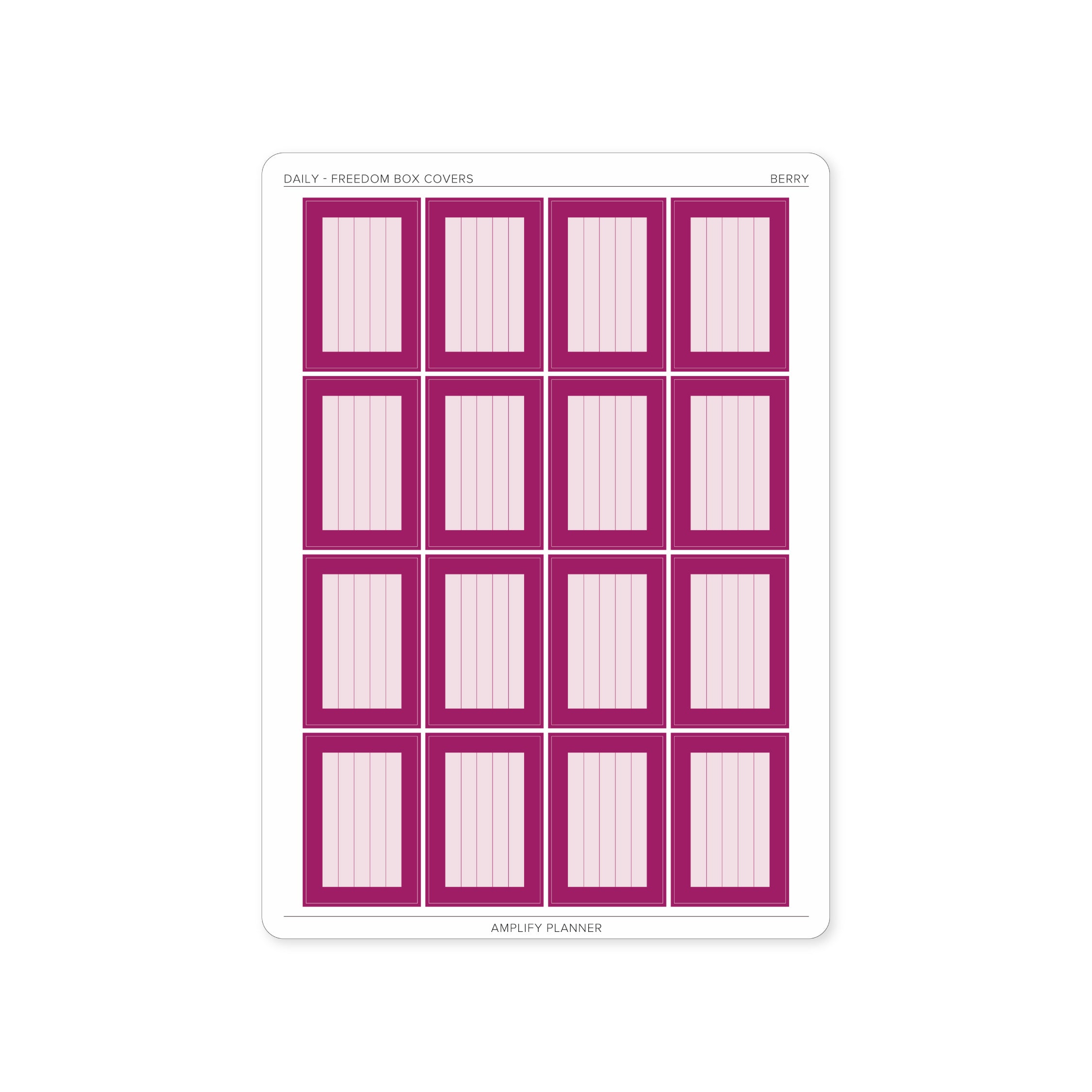 Freedom Box Cover Stickers in Berry color - 16 stylish stickers for your Daily Layout.