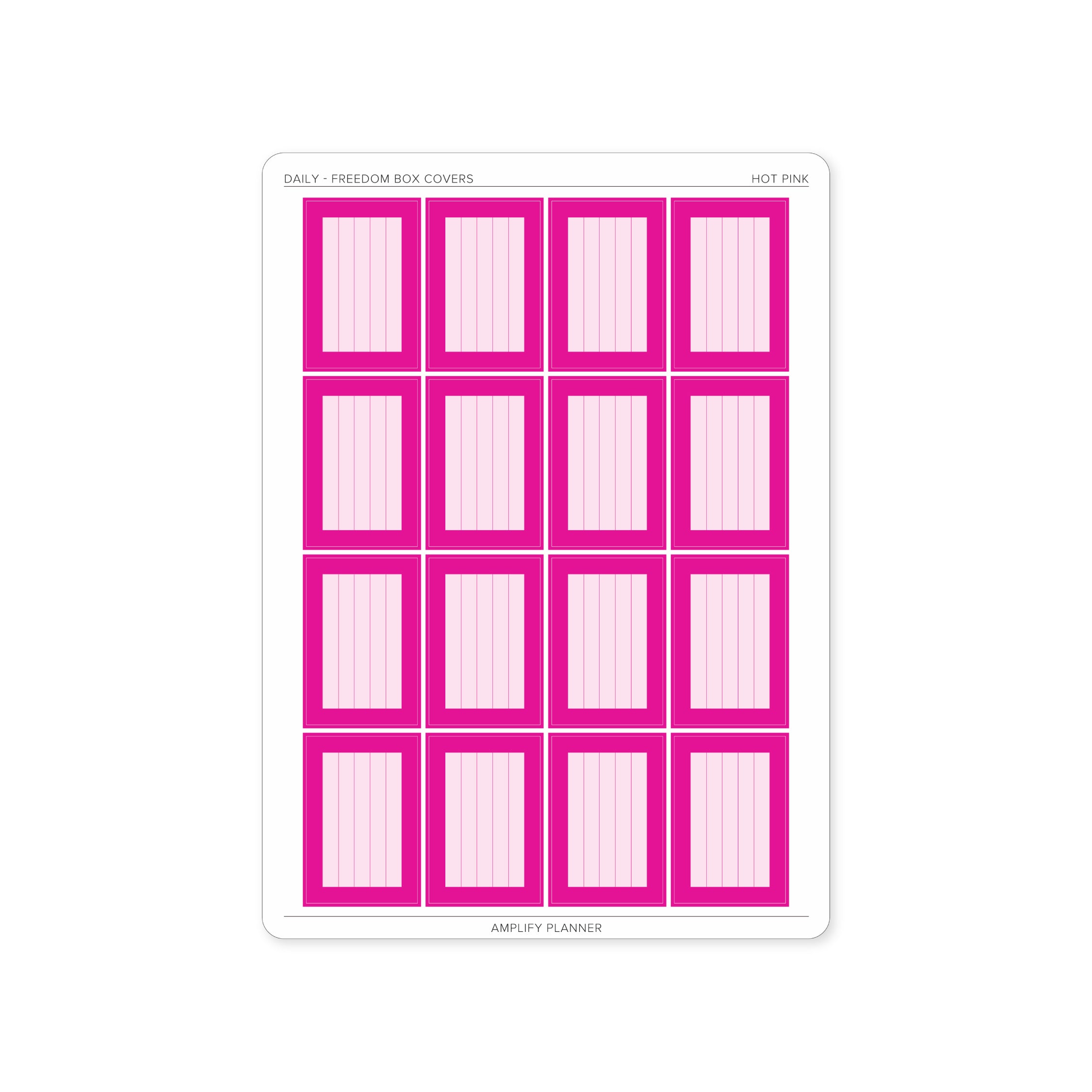 Freedom Box Cover Stickers in Hot Pink color - 16 stickers to brighten your Daily Layout.