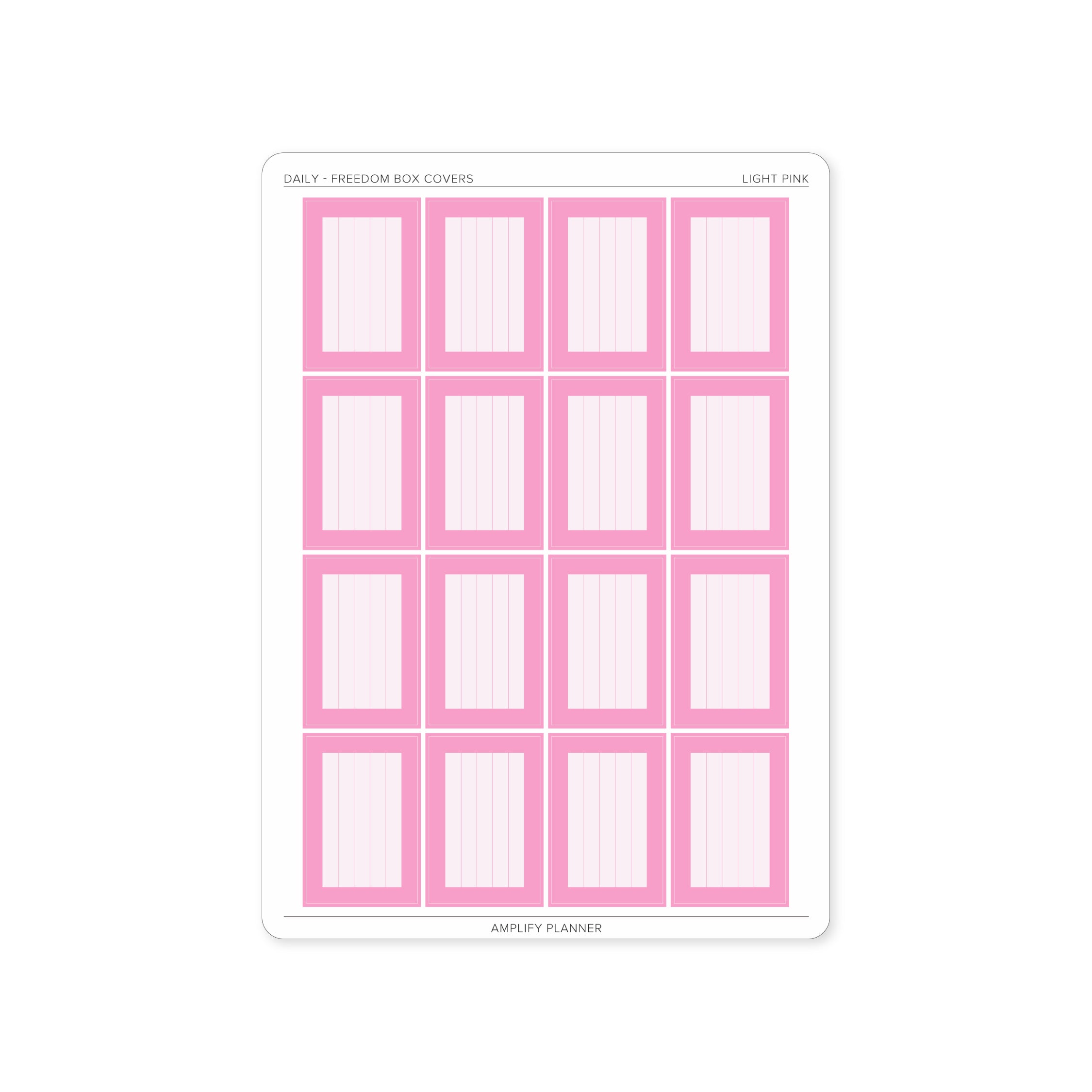Freedom Box Cover Stickers in Light Pink color - 16 vibrant stickers for your Daily Layout.