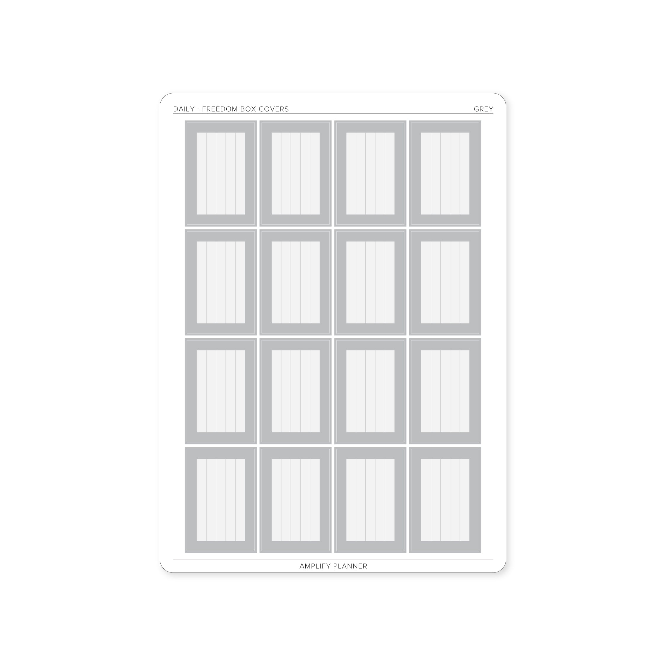 Freedom Box Cover Stickers in Grey color - 16 stickers designed for an organized Daily Layout.