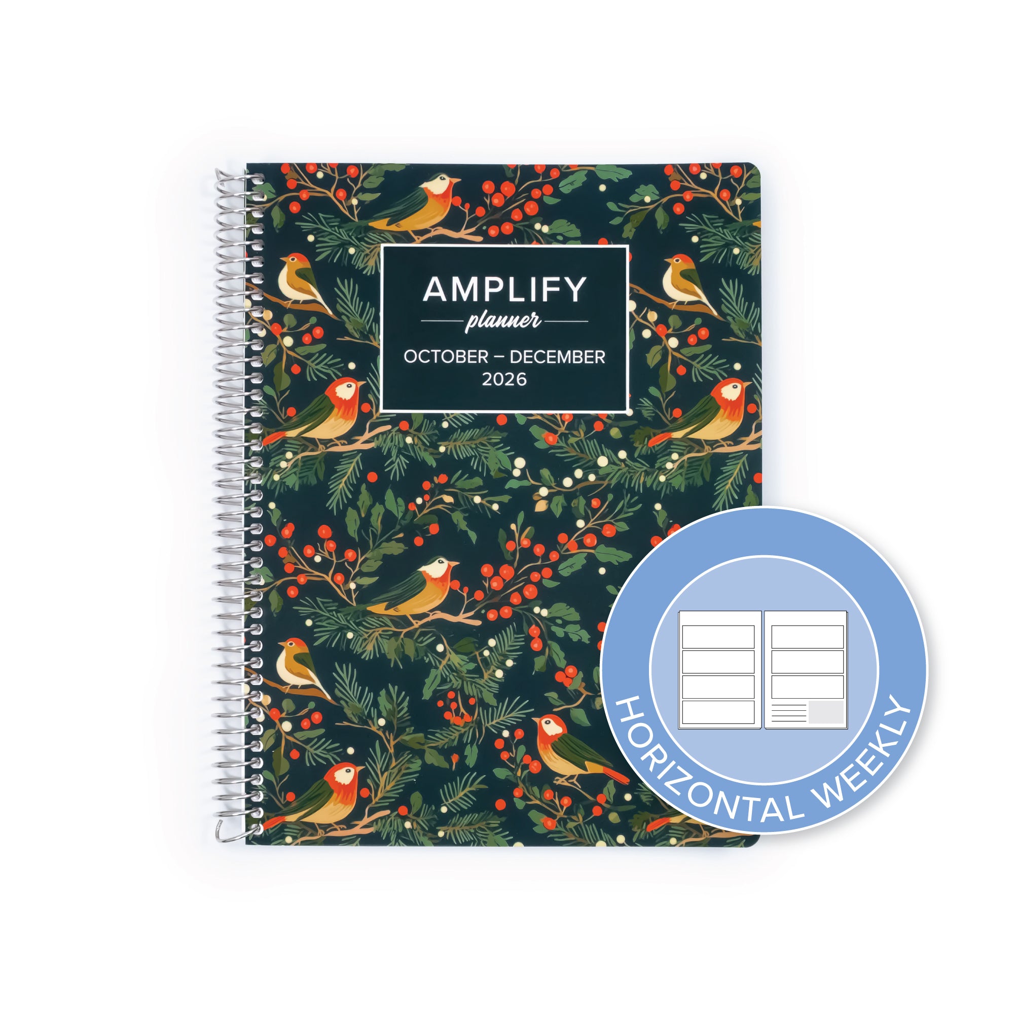 Daily Planner - October-December 2026 - Amplify Planner with a horizontal weekly layout icon, designed for easy planning and organization.