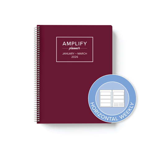 Daily Planner - January-March 2026 - This Is Maroon, showcasing a horizontal weekly layout symbol on the front.