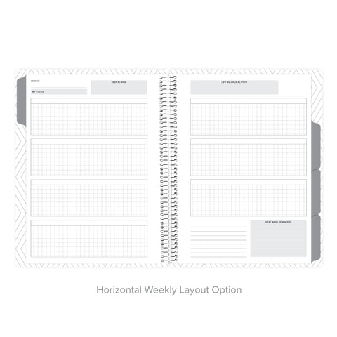 Horizontal weekly layout for detailed scheduling in undated daily Amplify Planner