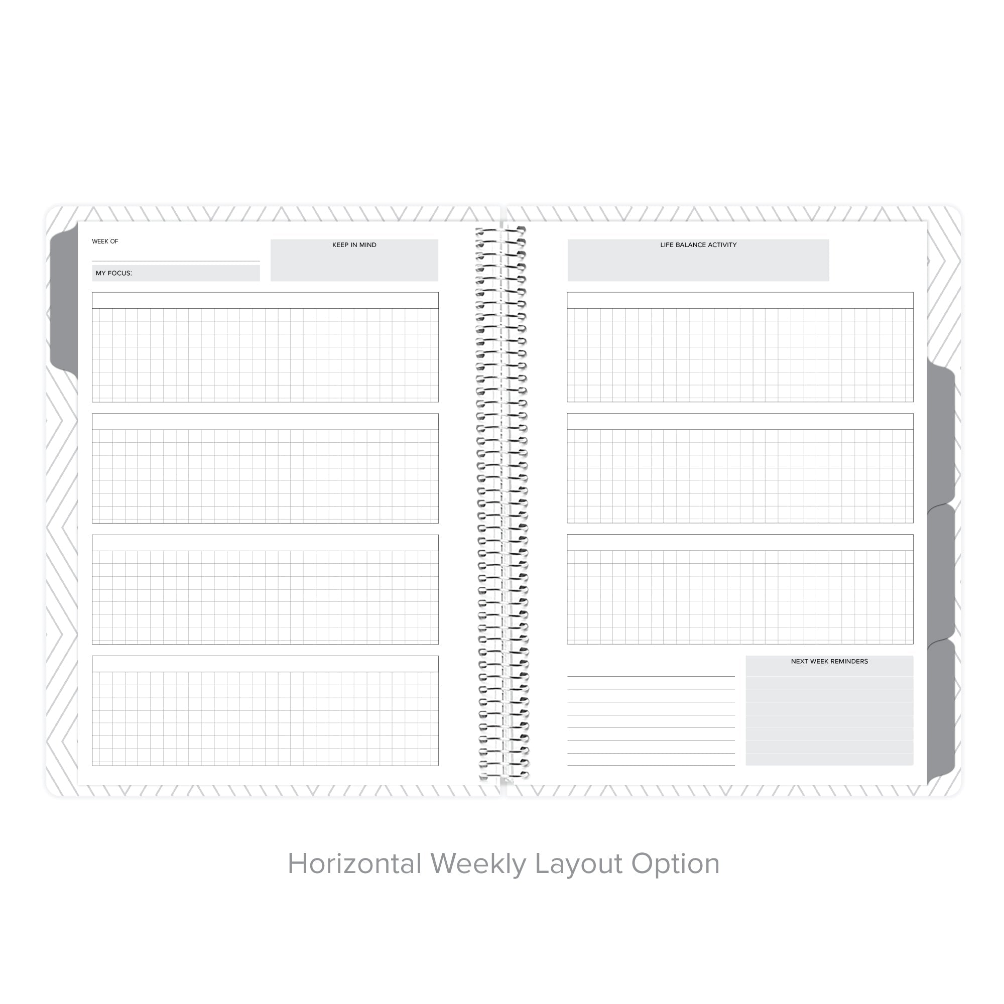 Horizontal weekly layout for detailed scheduling in undated daily Amplify Planner